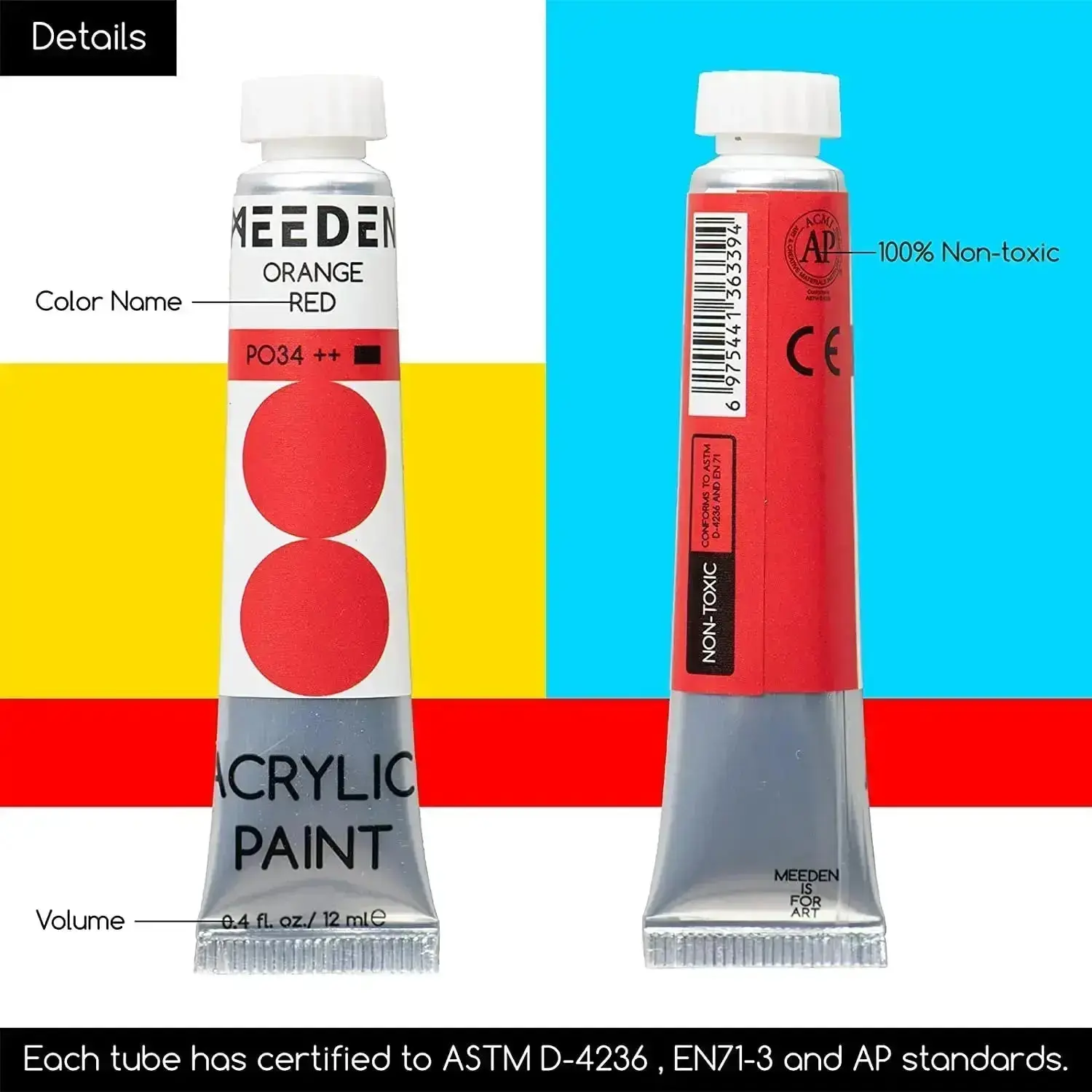 MEEDEN Acrylic Paint Set, 100 Tubes, 12 ml / 0.41 oz - Image 3