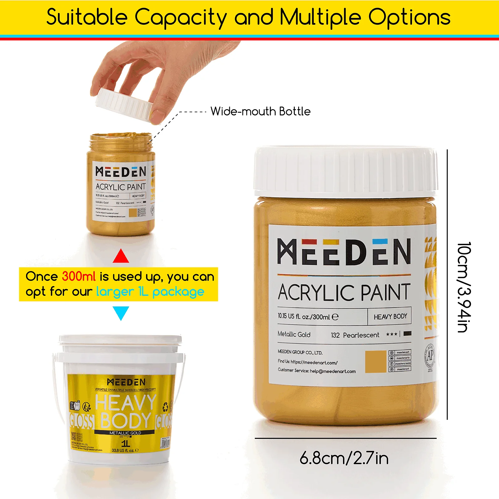 MEEDN Silver Metallic Acrylic Paint, 300ml - Image 6