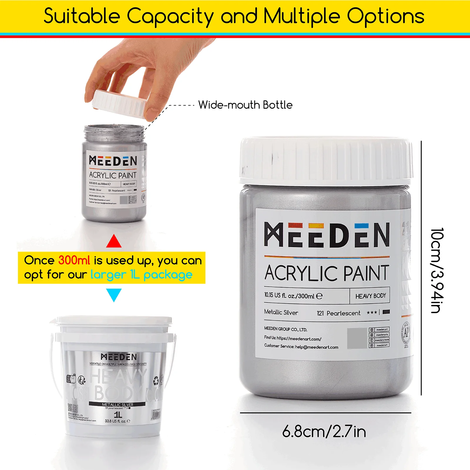 MEEDN Silver Metallic Acrylic Paint, 300ml - Image 7
