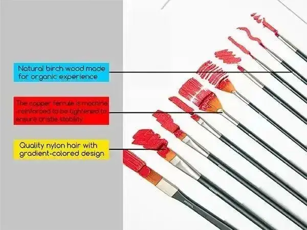 MEEDEN Acrylic Paint Brushes, 10 Pieces - Image 8