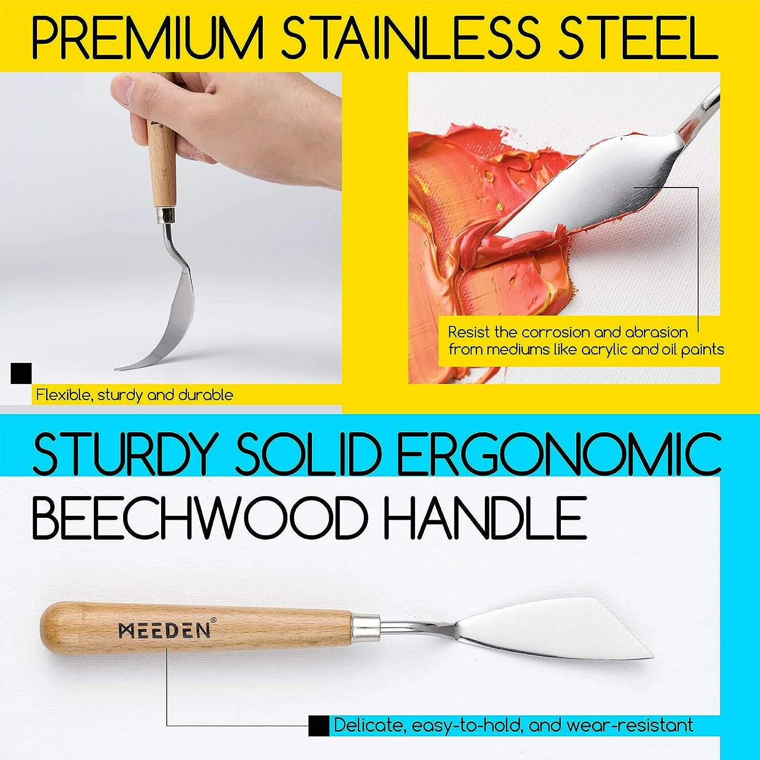 MEEDEN Artist Stainless Steel Palette Knife, 5 Pcs Set - Image 4