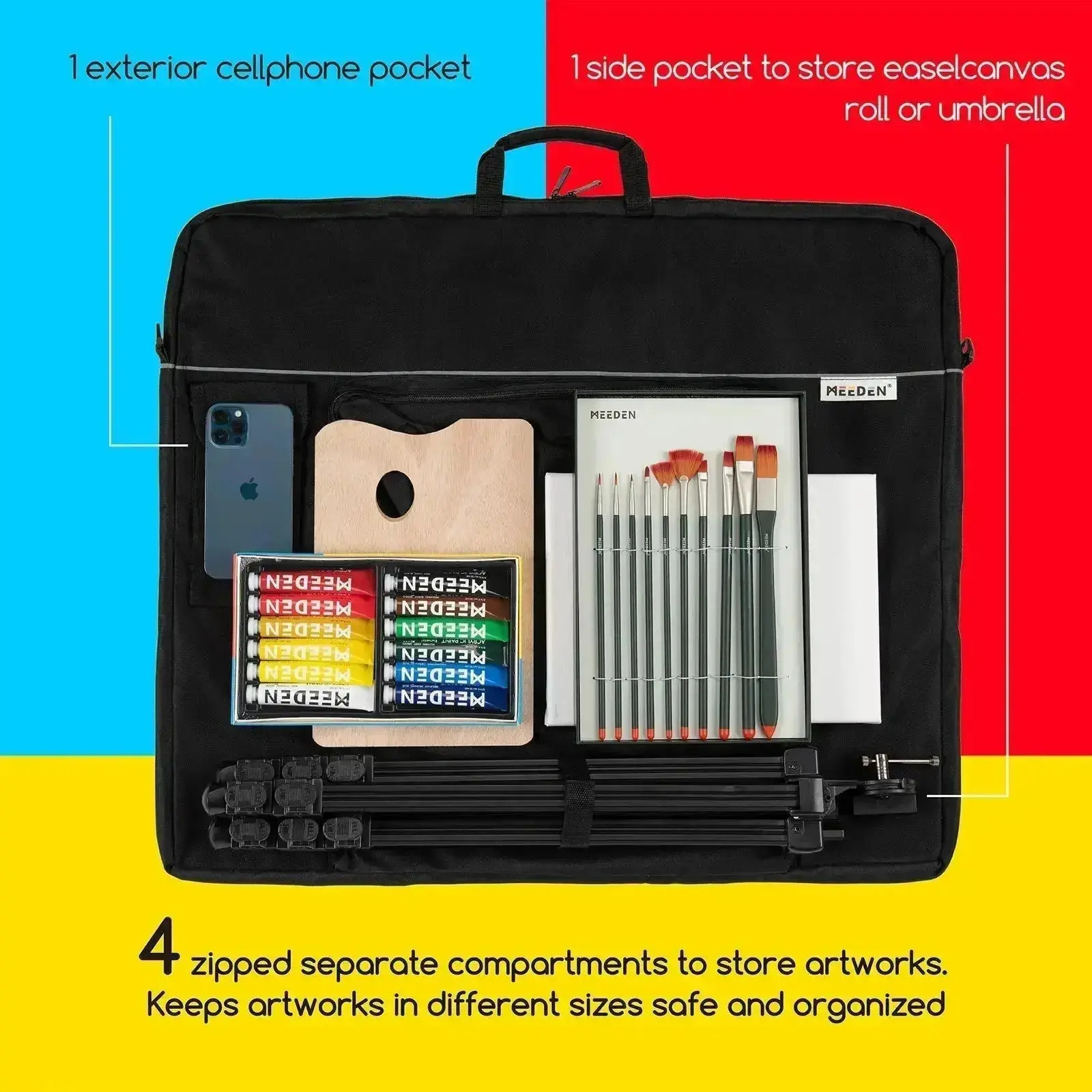 MEEDEN Studio Art Portfolio Case with 6 Pockets, 24" x 29" - Image 5