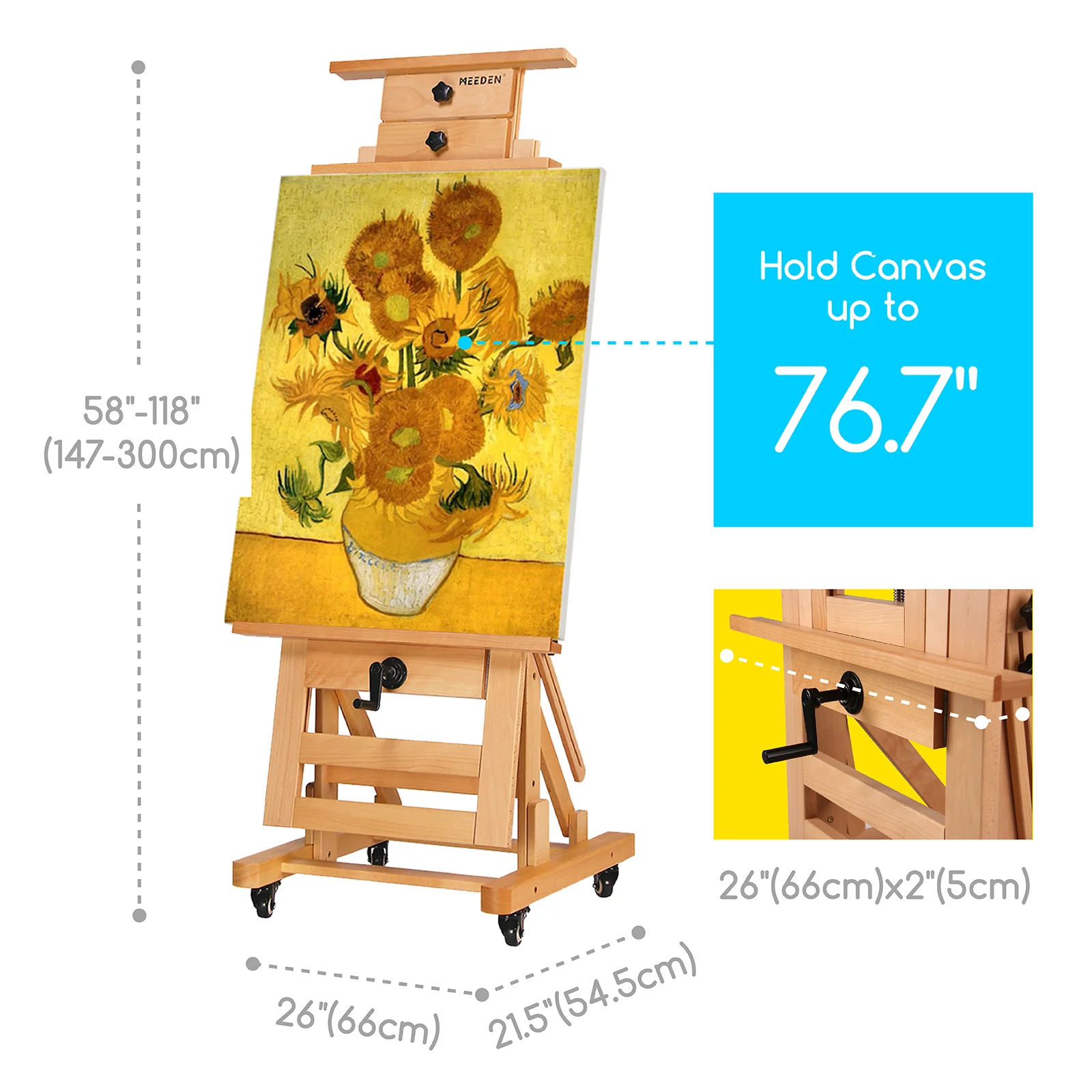 MEEDEN Deluxe Studio Large Rocker Crank Heavy Duty Artist Easel-DHJ-12 - Image 10