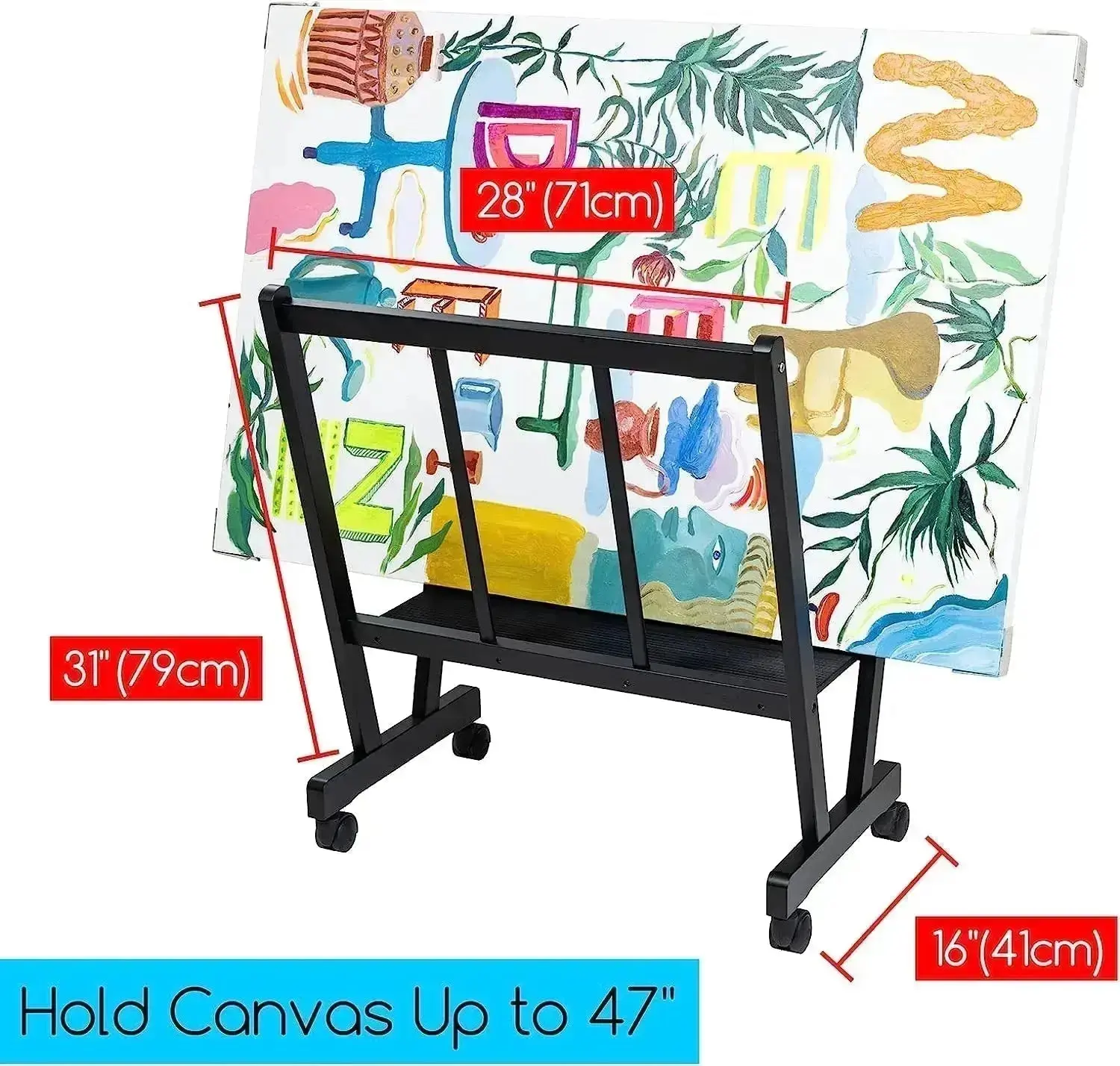 MEEDEN Wooden Large Print Rack with Castors-Black - Image 6
