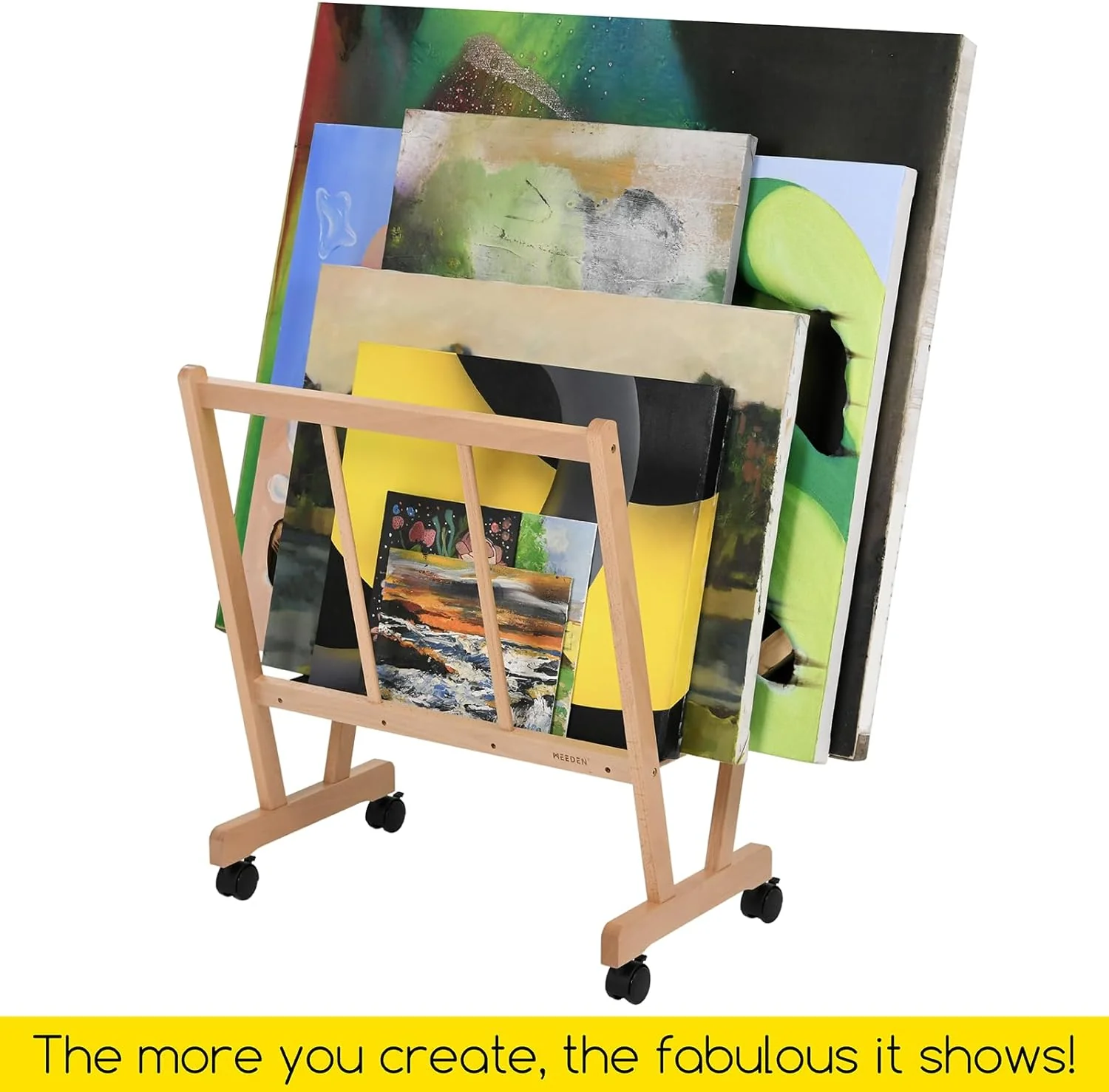 MEEDEN Wooden Large Print Rack with Castors-Natural - Image 4