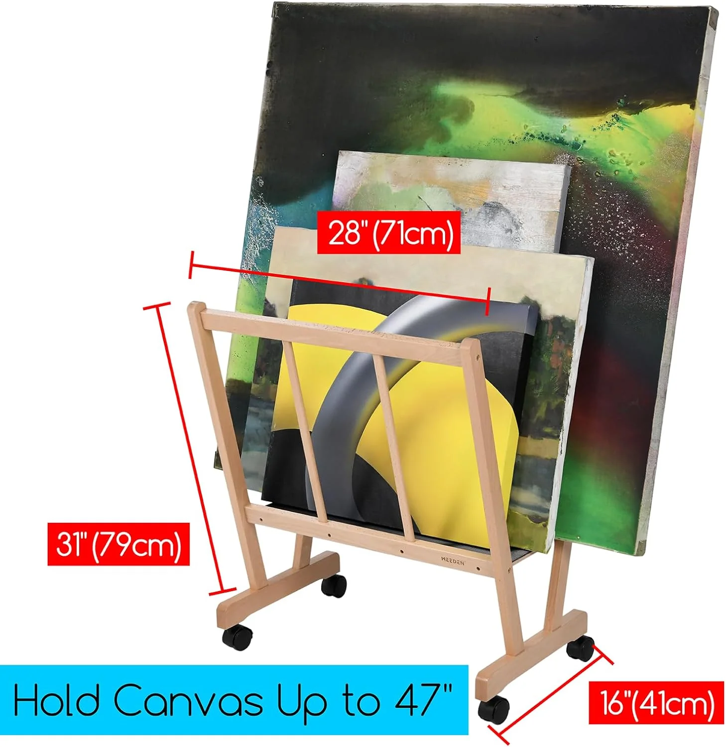 MEEDEN Wooden Large Print Rack with Castors-Natural - Image 5
