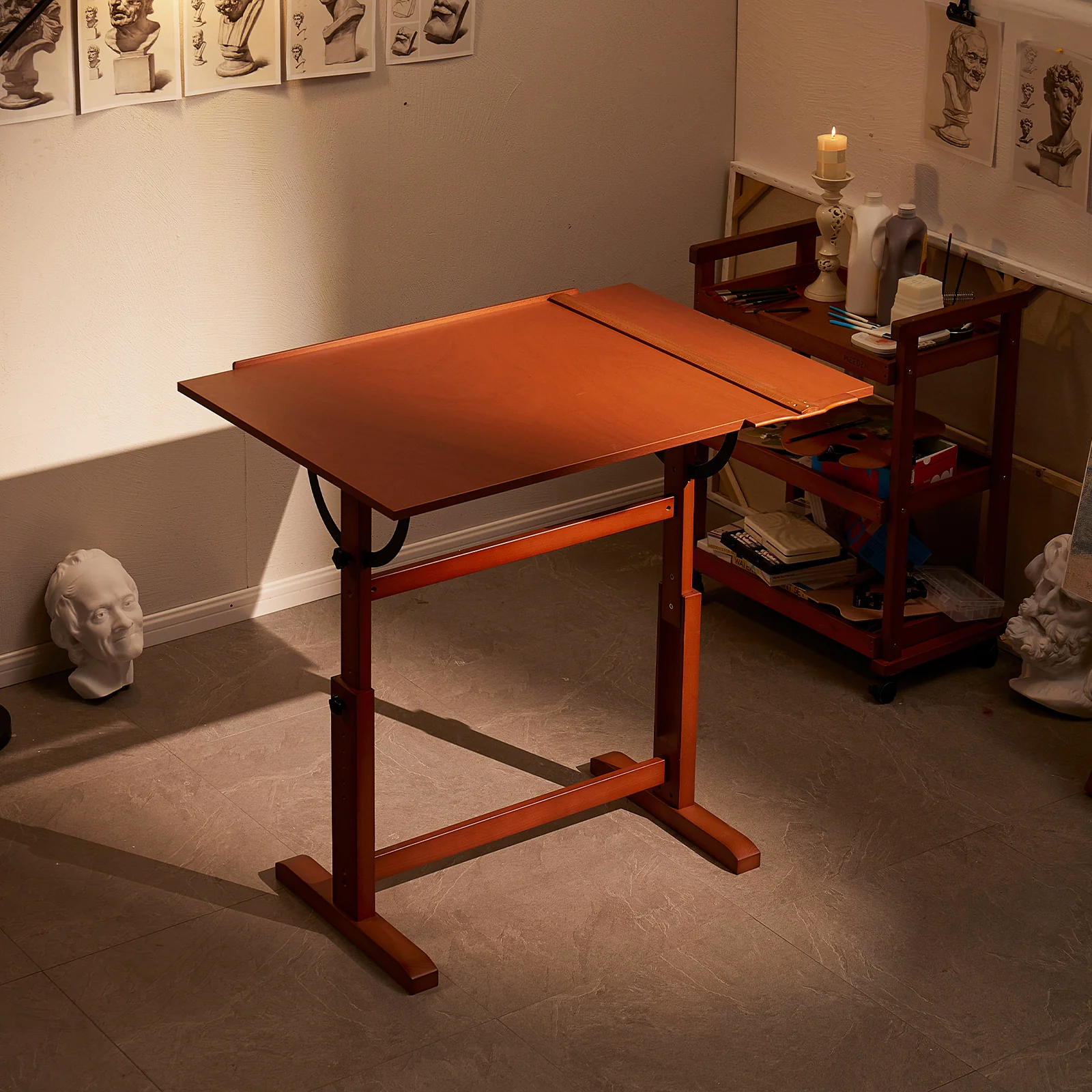 MEEDEN Extra Large Wooden Drafting Table, Light Walnut-XSZ-6008 - Image 17