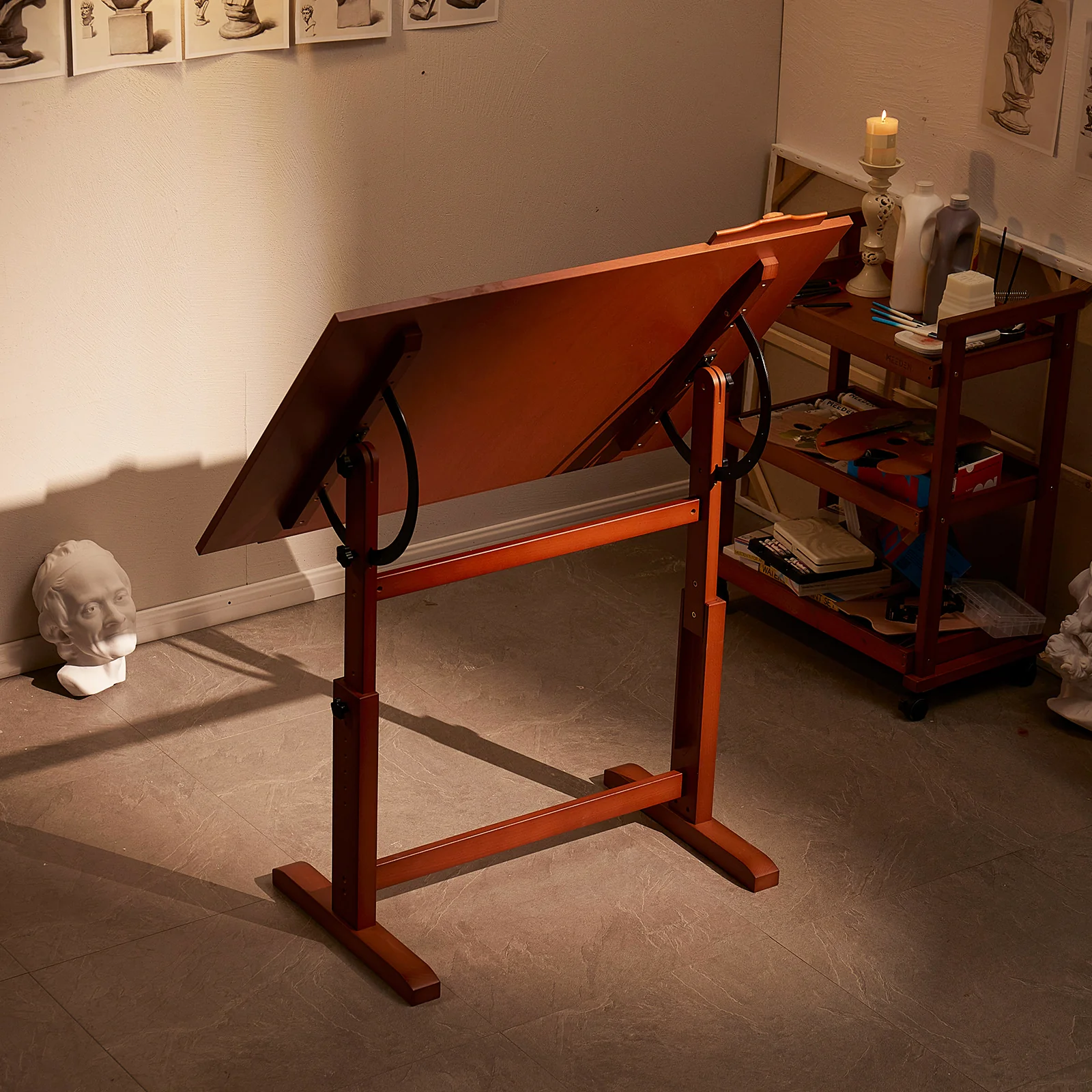 MEEDEN Extra Large Wooden Drafting Table, Light Walnut-XSZ-6008 - Image 18