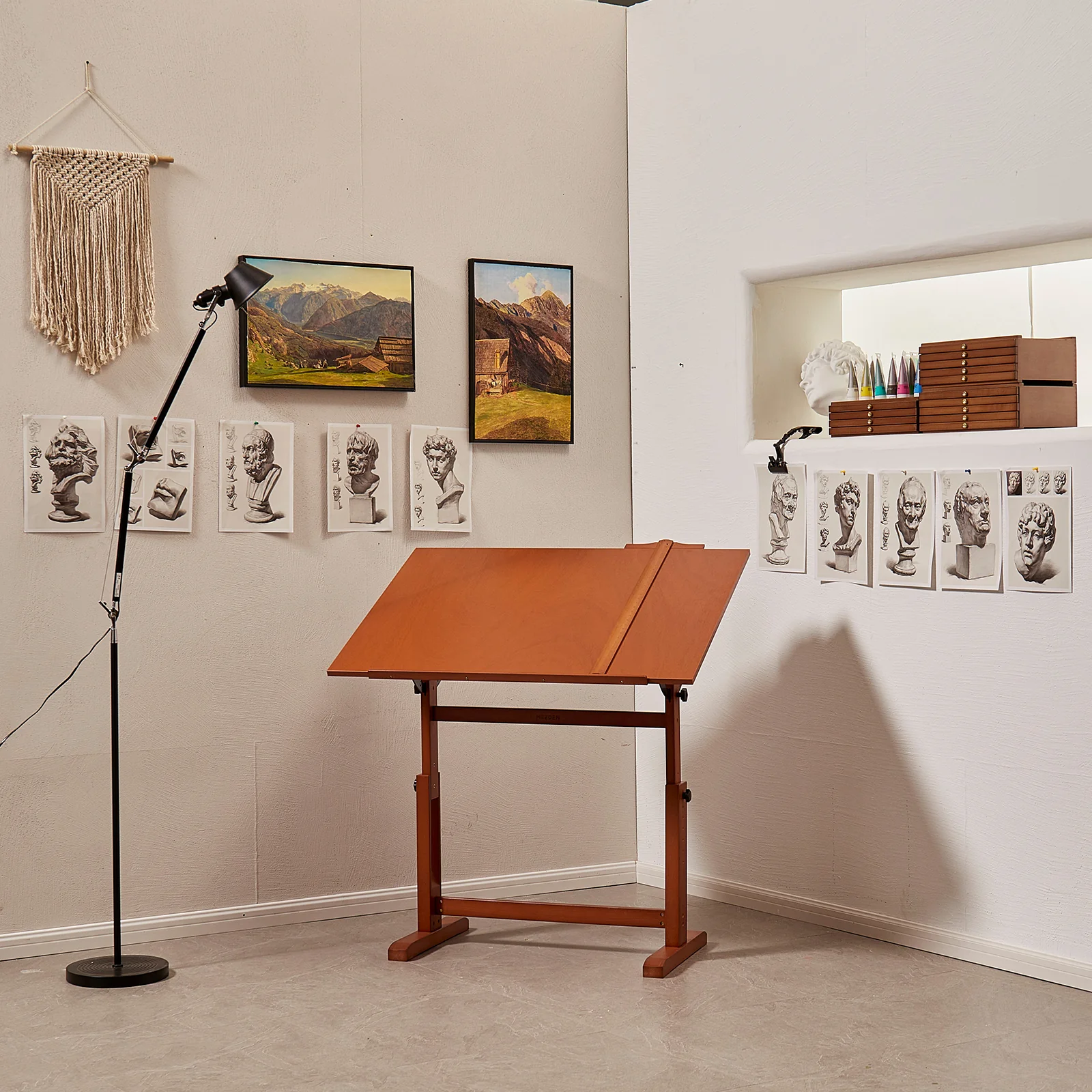 MEEDEN Extra Large Wooden Drafting Table, Light Walnut-XSZ-6008 - Image 20
