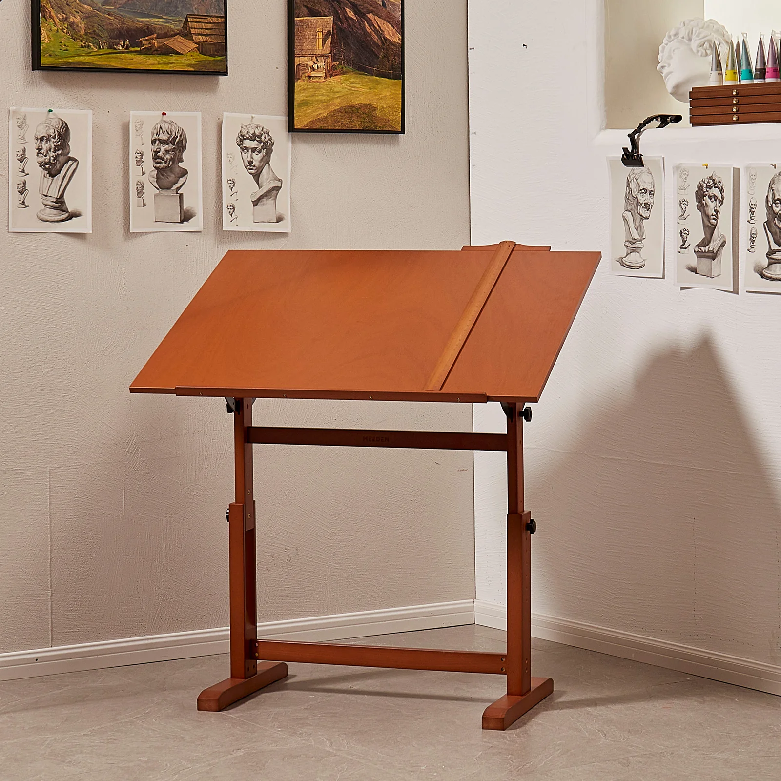 MEEDEN Extra Large Wooden Drafting Table, Light Walnut-XSZ-6008 - Image 21