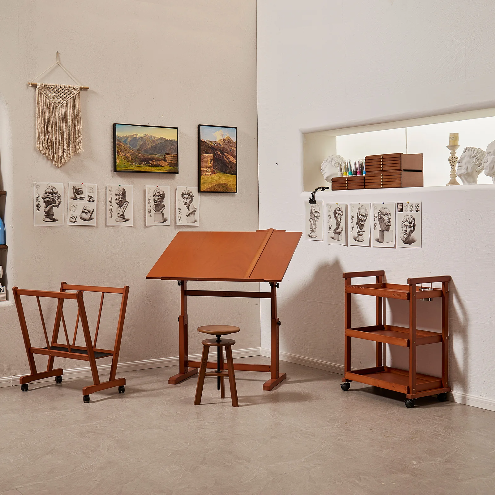 MEEDEN Extra Large Wooden Drafting Table, Light Walnut-XSZ-6008 - Image 22