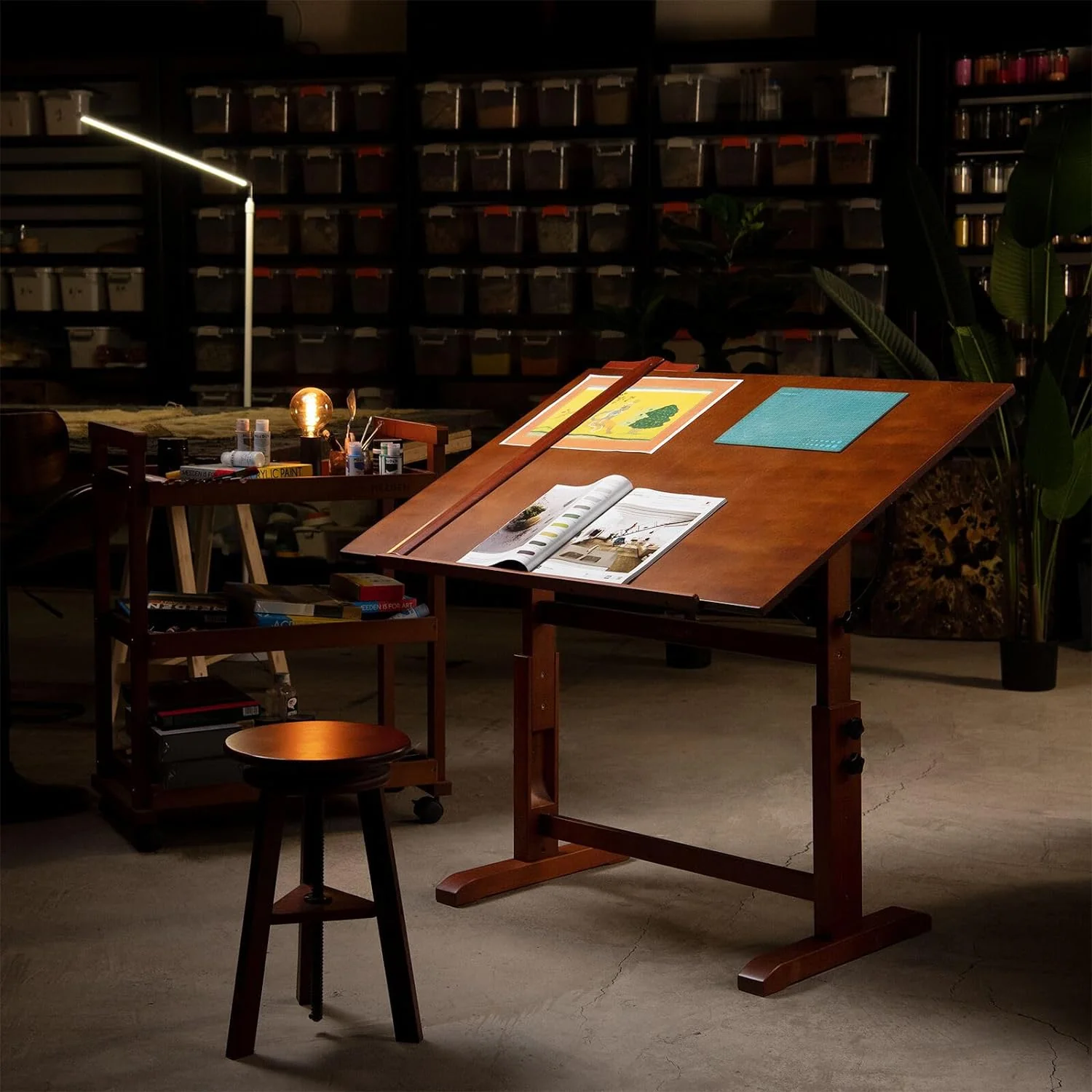 MEEDEN Extra Large Wooden Drafting Table, Light Walnut-XSZ-6008 - Image 6