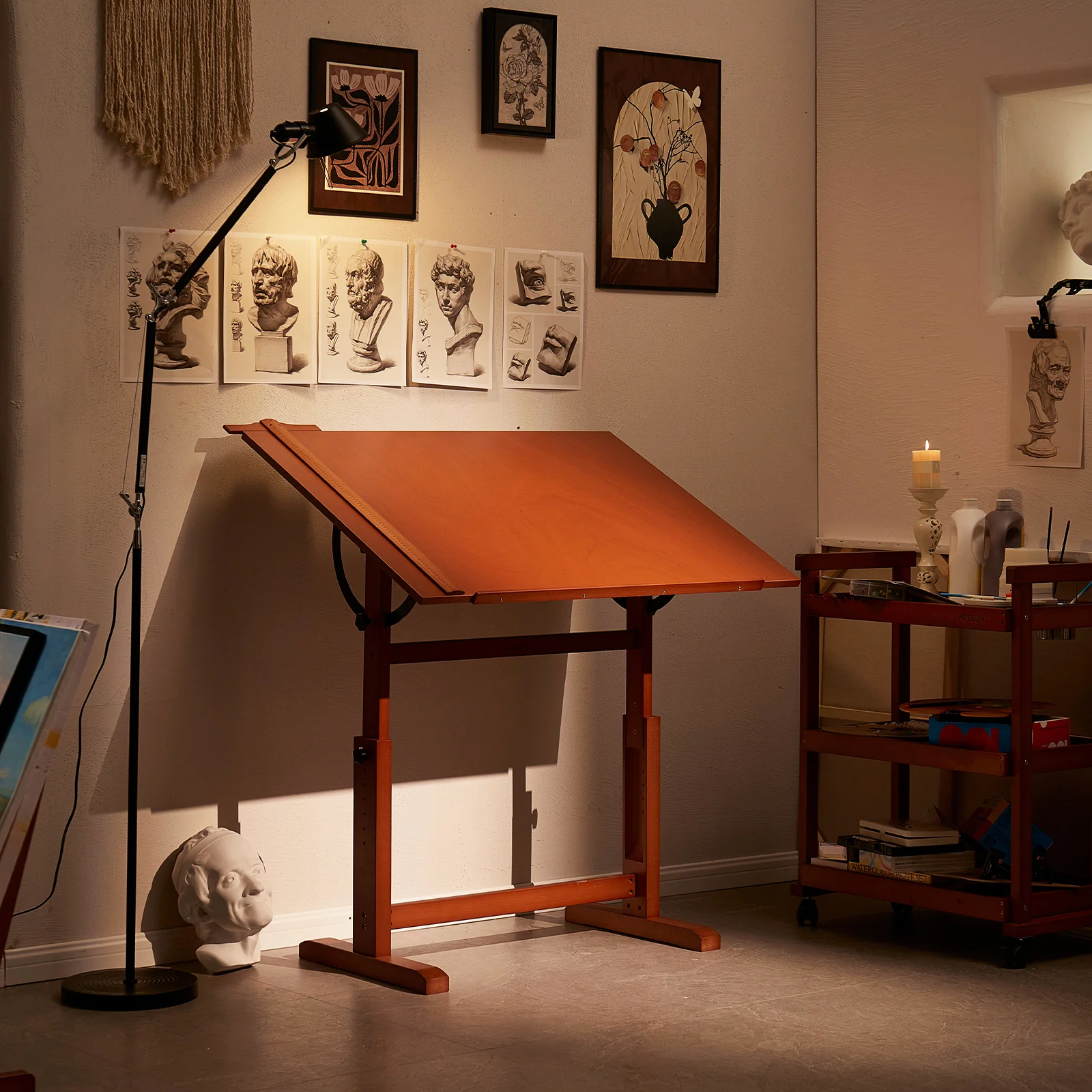 MEEDEN Extra Large Wooden Drafting Table, Light Walnut-XSZ-6008 - Image 8