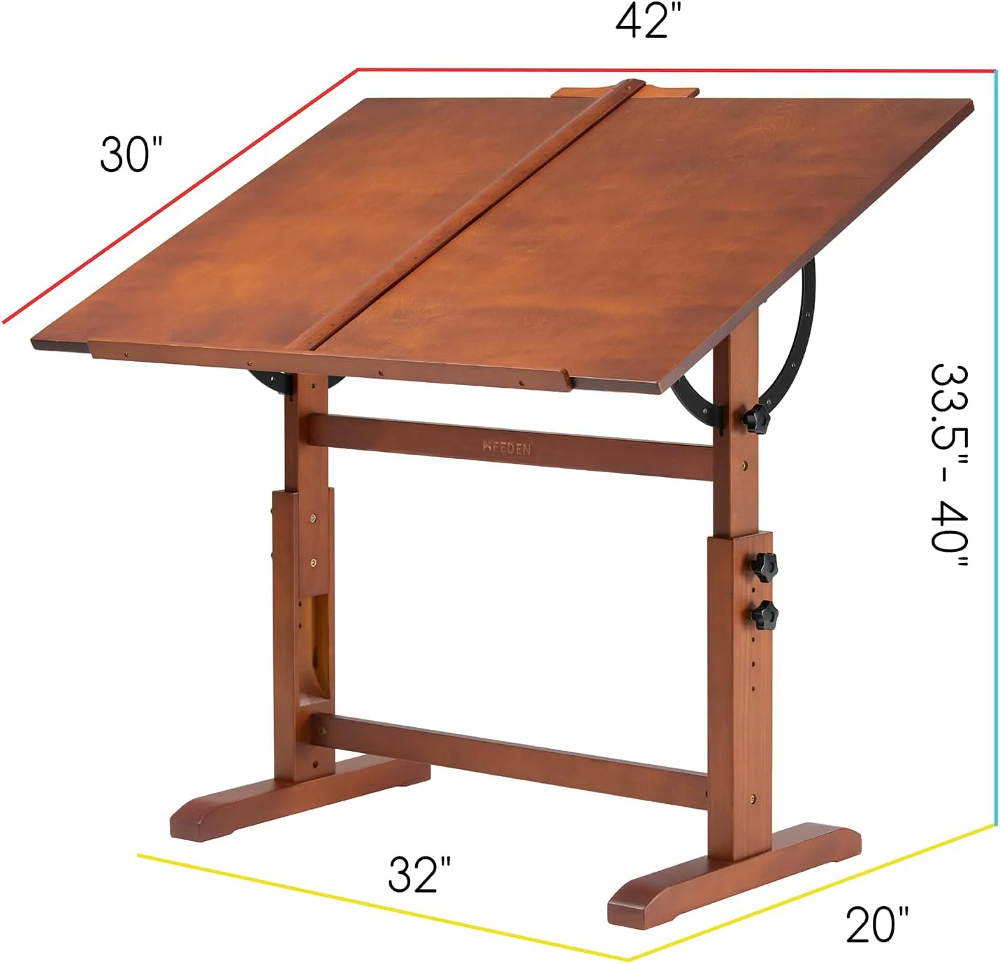 MEEDEN Extra Large Wooden Drafting Table, Light Walnut-XSZ-6008 - Image 9