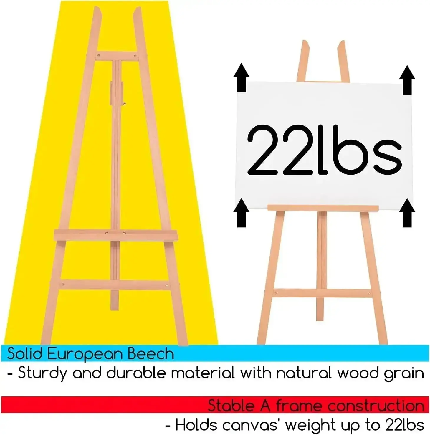 MEEDEN Large Adjustable Artist Wooden Easel-54.7‘’ Height-W08/ES-6016 - Image 3
