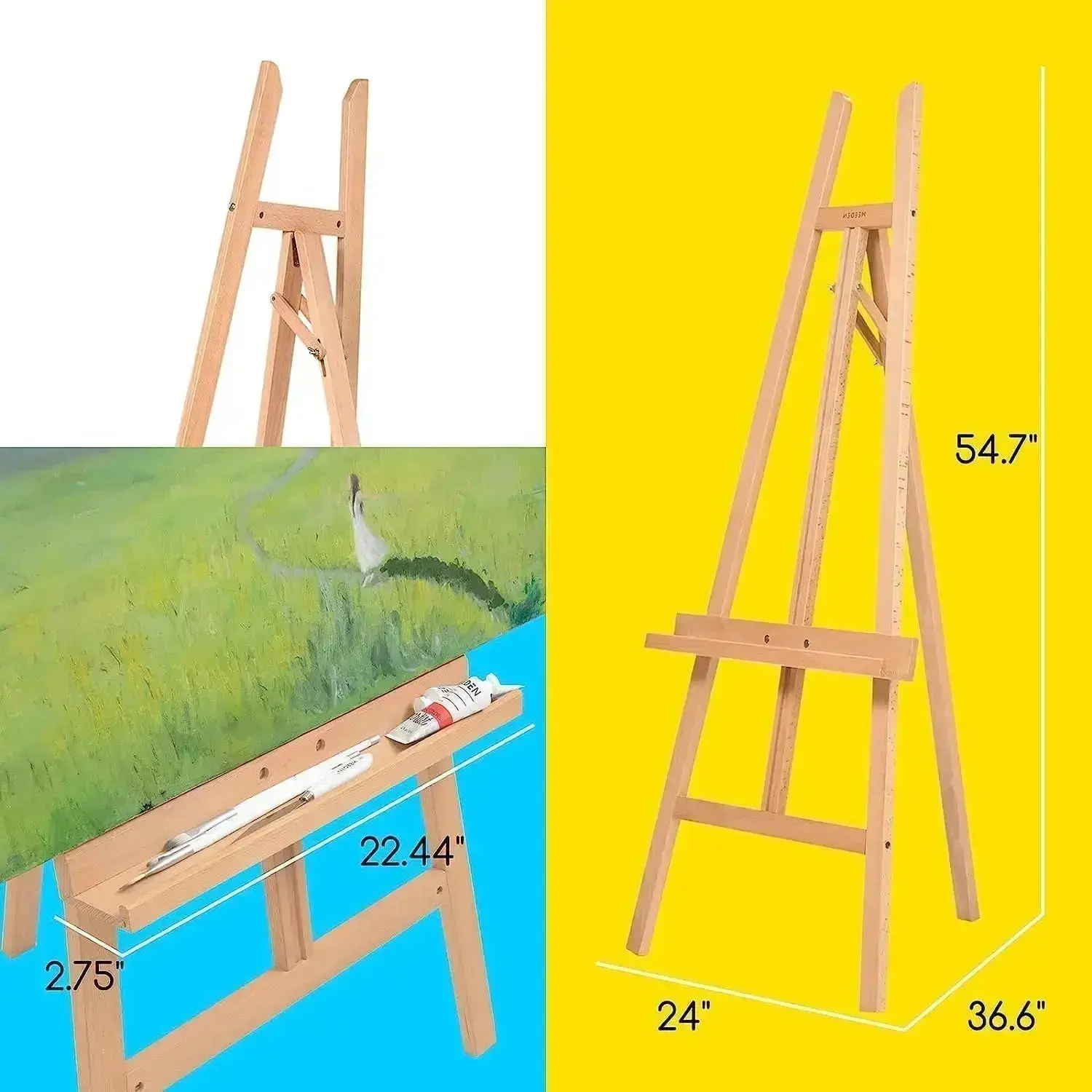 MEEDEN Large Adjustable Artist Wooden Easel-54.7‘’ Height-W08/ES-6016 - Image 4