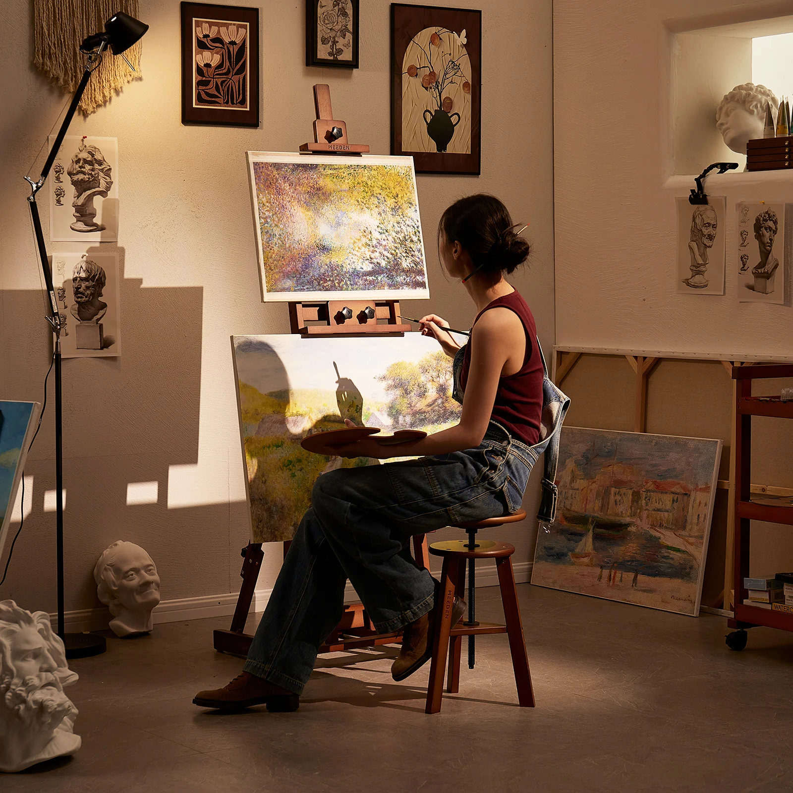 MEEDEN Versatile Studio H-Frame Artist Easel-Walnut-W14 - Image 4
