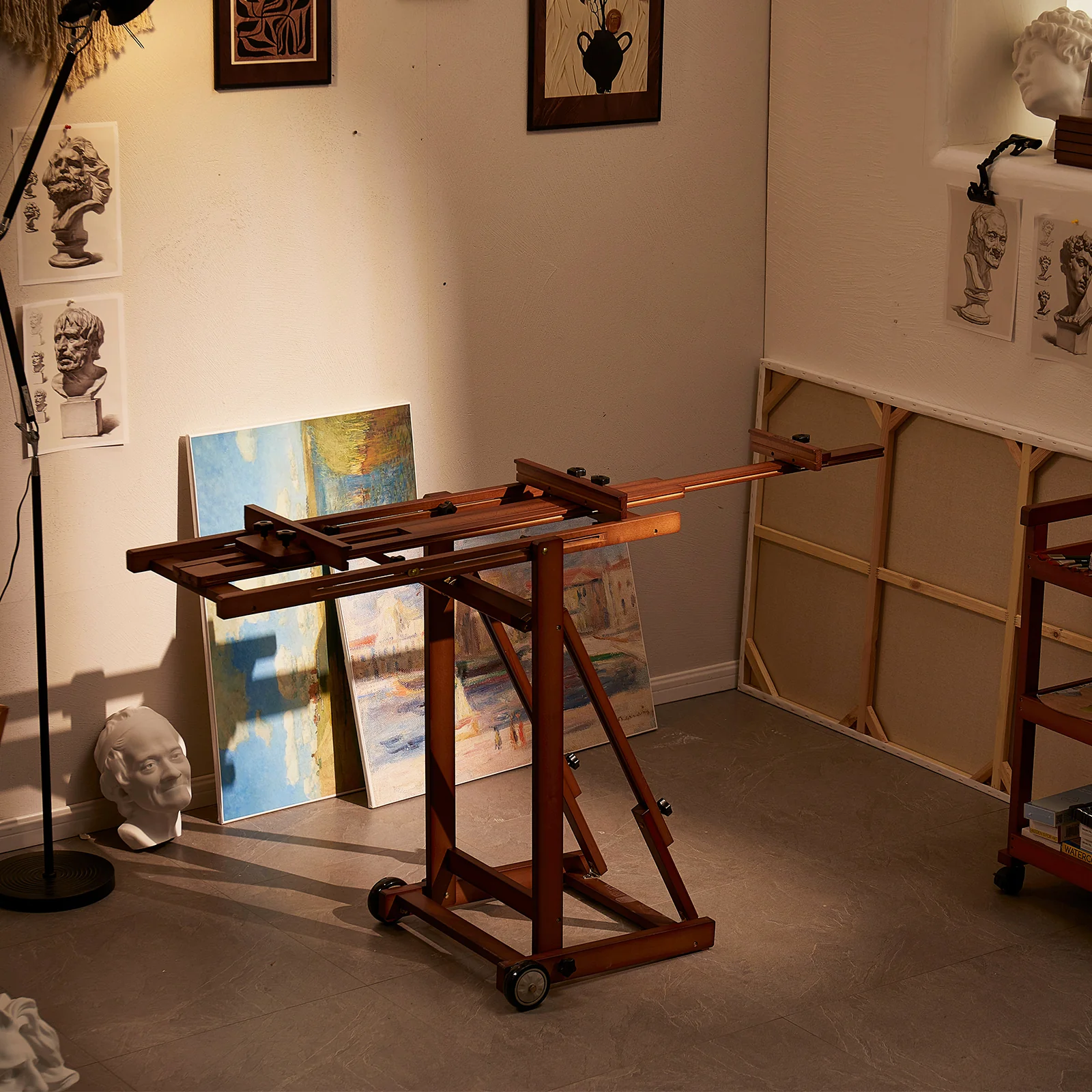 MEEDEN Versatile Studio H-Frame Artist Easel-Walnut-W14 - Image 5