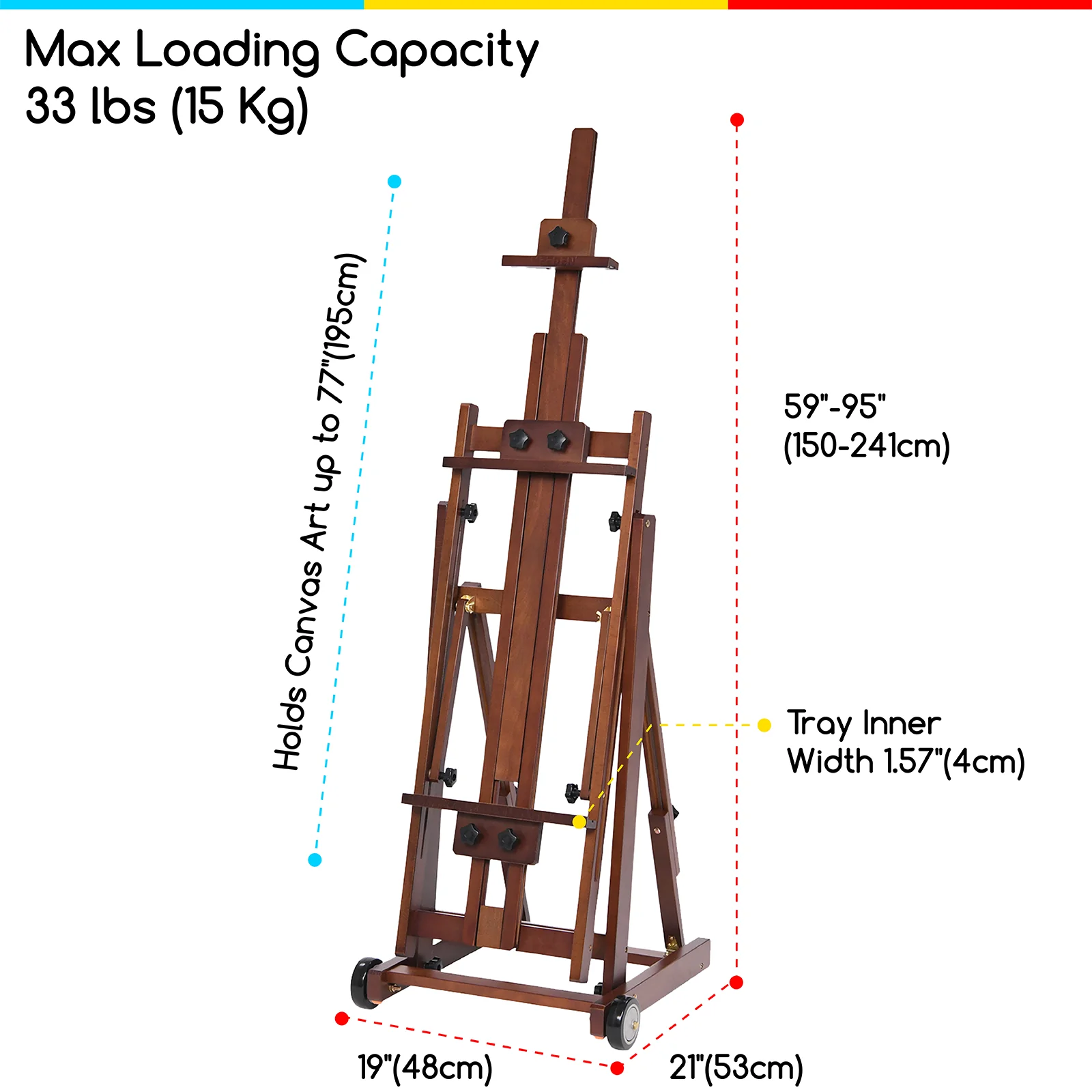 MEEDEN Versatile Studio H-Frame Artist Easel-Walnut-W14 - Image 9