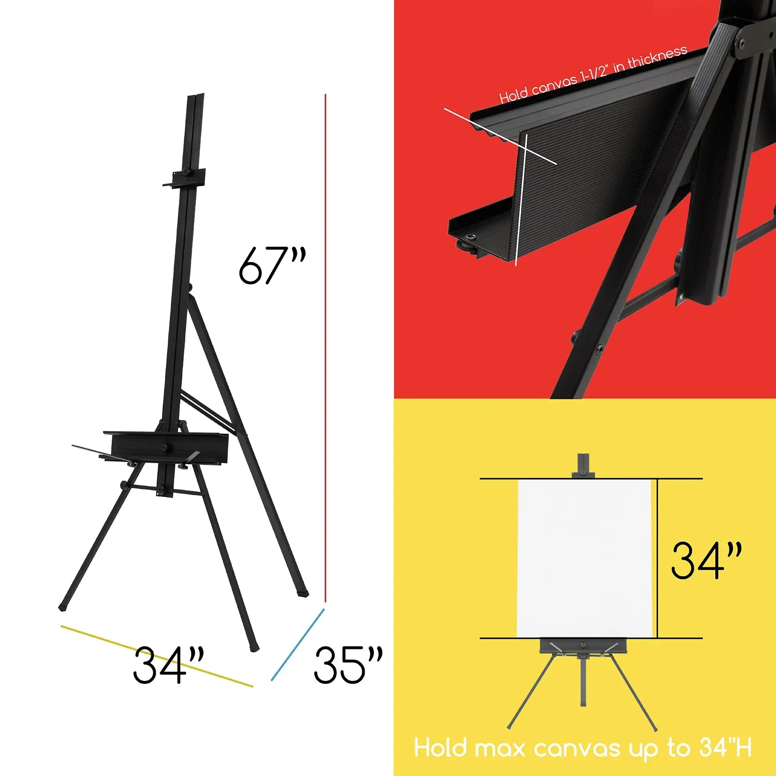 MEEDEN Large Studio Single Mast Metal Easel-ES-6026 - Image 3