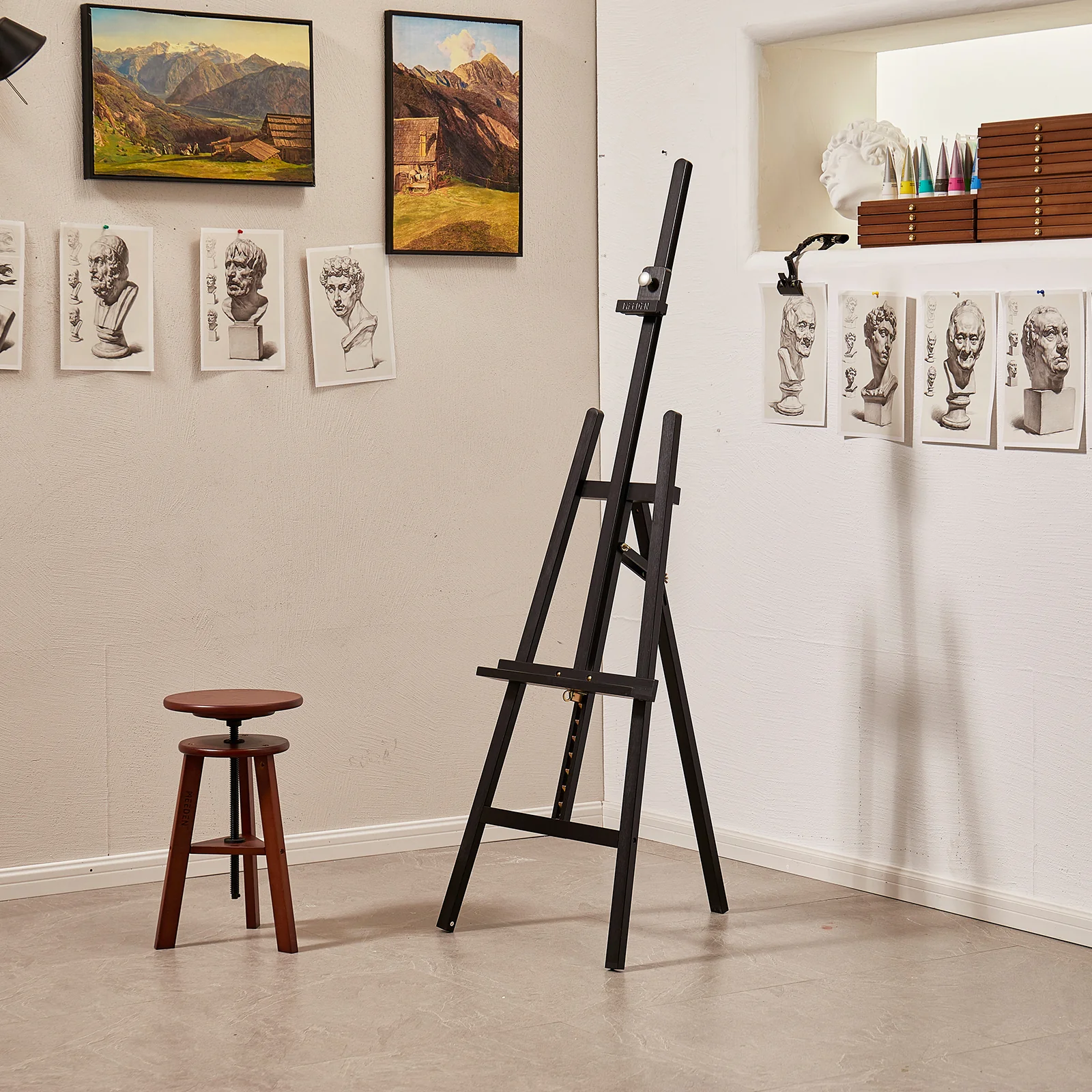 MEEDEN Pinewood A-Frame Painting Easel Stand-Black-W01D - Image 3