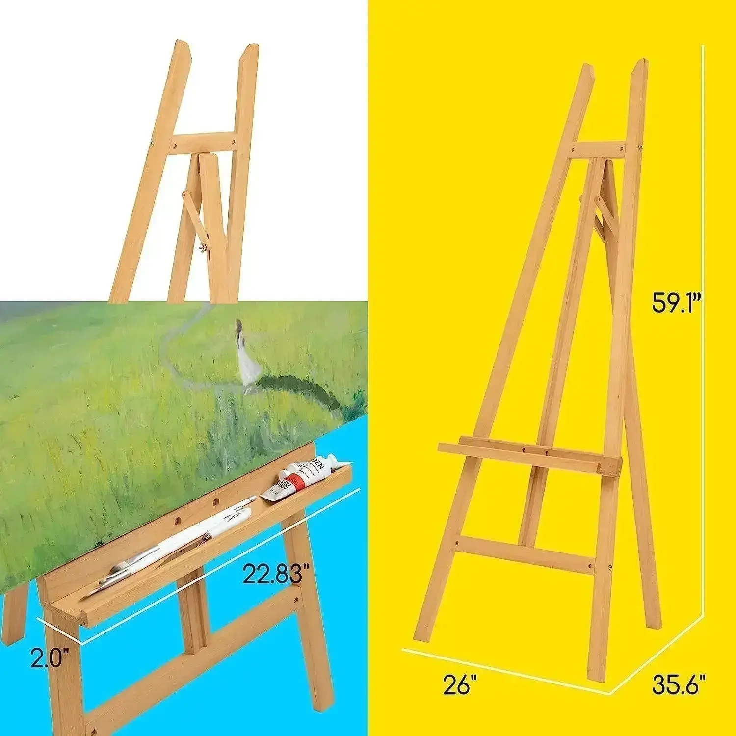 MEEDEN Large Adjustable Artist Wooden Easel, 59" Height-W08/ES-6033 - Image 3