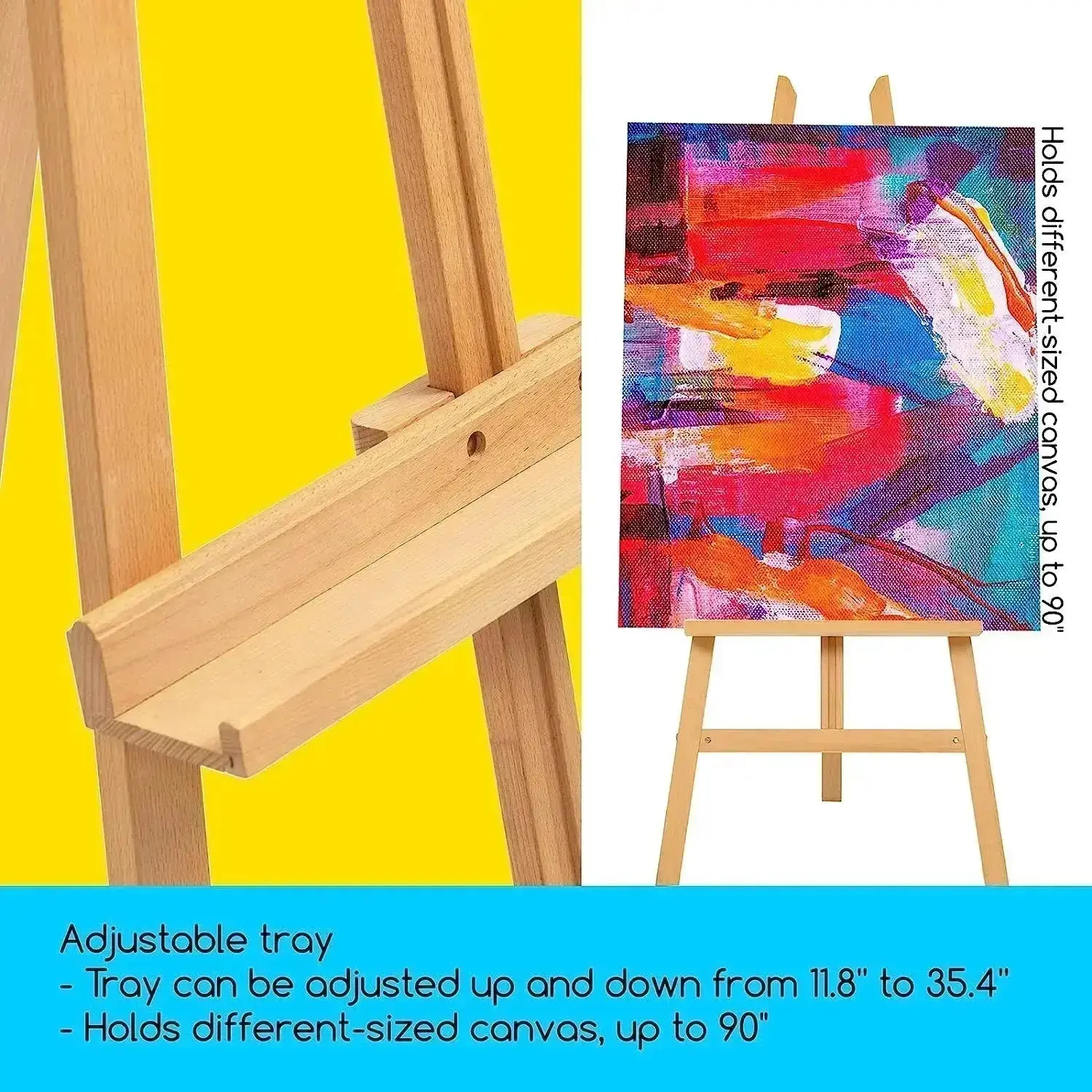 MEEDEN Large Adjustable Artist Wooden Easel, 59" Height-W08/ES-6033 - Image 4