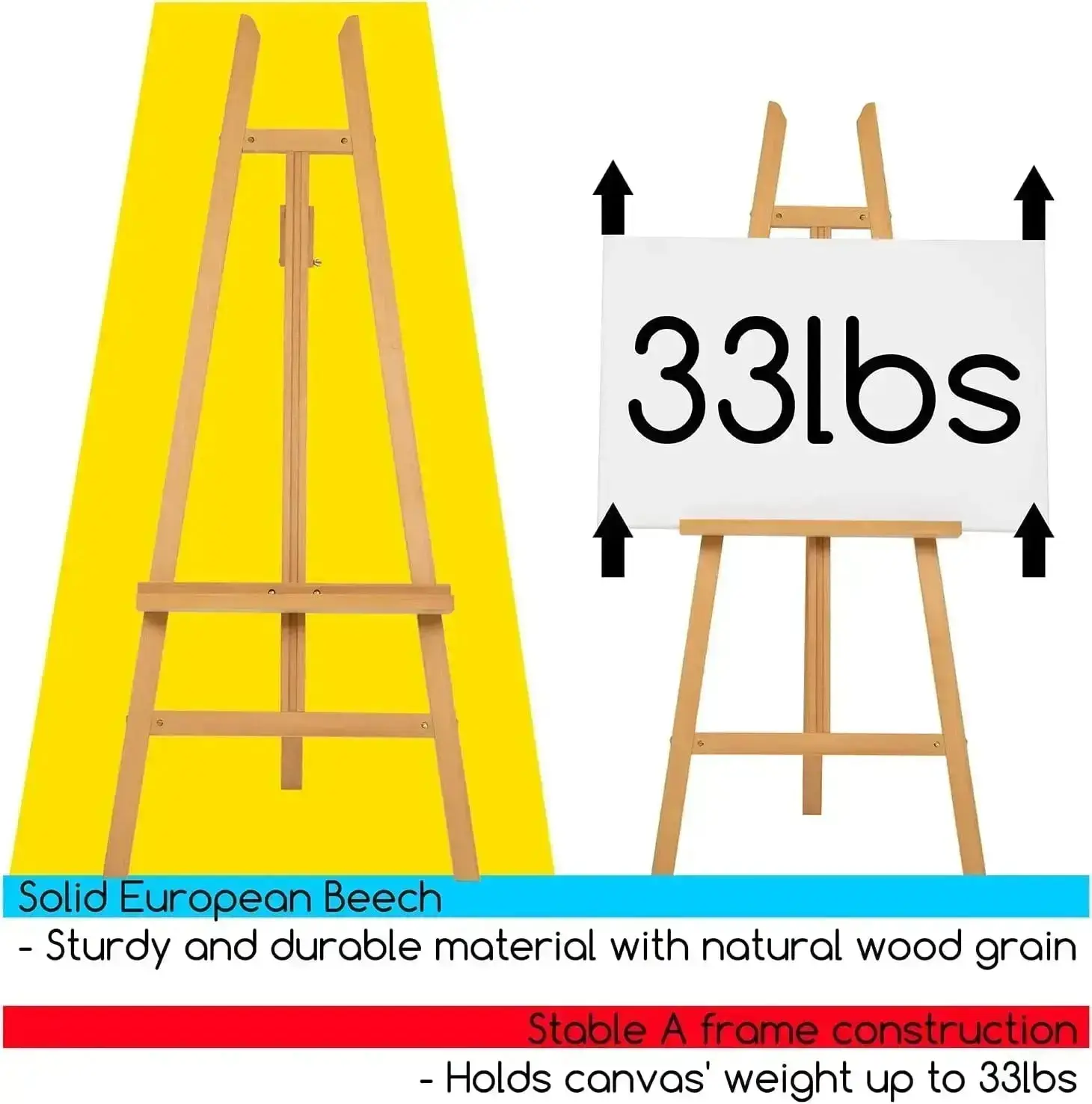 MEEDEN Large Adjustable Artist Wooden Easel, 59" Height-W08/ES-6033 - Image 5