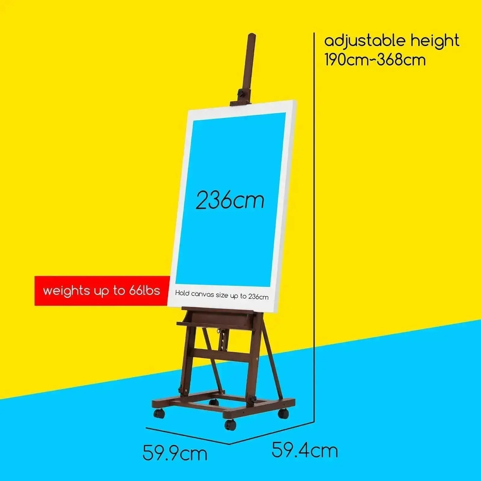 MEEDEN Large H-Frame Artist Easel with Large Tray-Walnut-W02D - Image 4