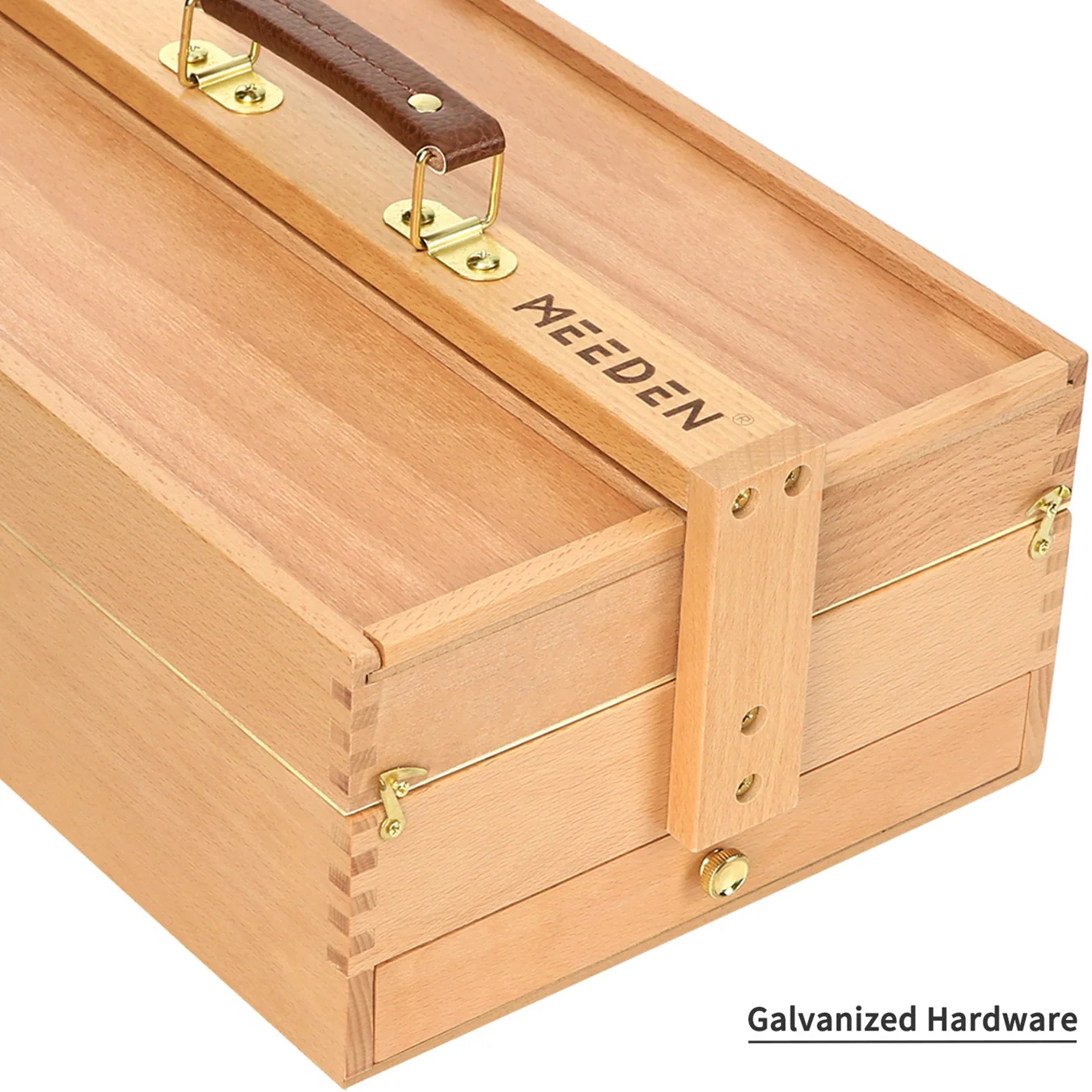 MEEDEN Wooden Artist Storage Box – Portable Foldable Organizer with Drawer - Image 4