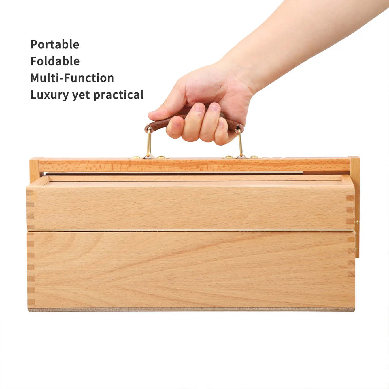 MEEDEN Wooden Artist Storage Box – Portable Foldable Organizer with Drawer - Image 5