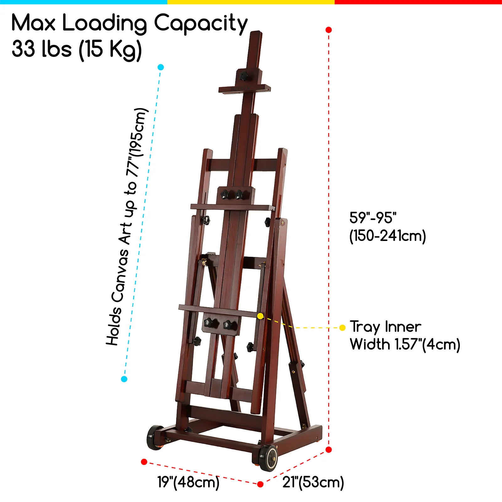 MEEDEN Versatile Studio H-Frame Artist Easel-Dark Walnut-W14 - Image 10