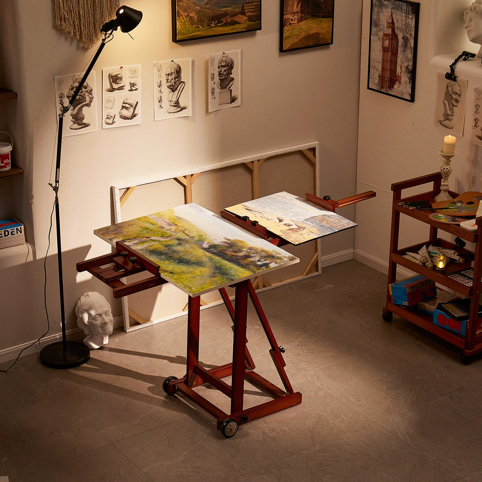 MEEDEN Versatile Studio H-Frame Artist Easel-Dark Walnut-W14 - Image 4