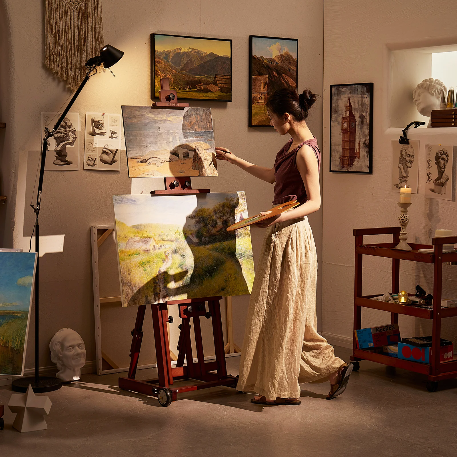 MEEDEN Versatile Studio H-Frame Artist Easel-Dark Walnut-W14 - Image 5