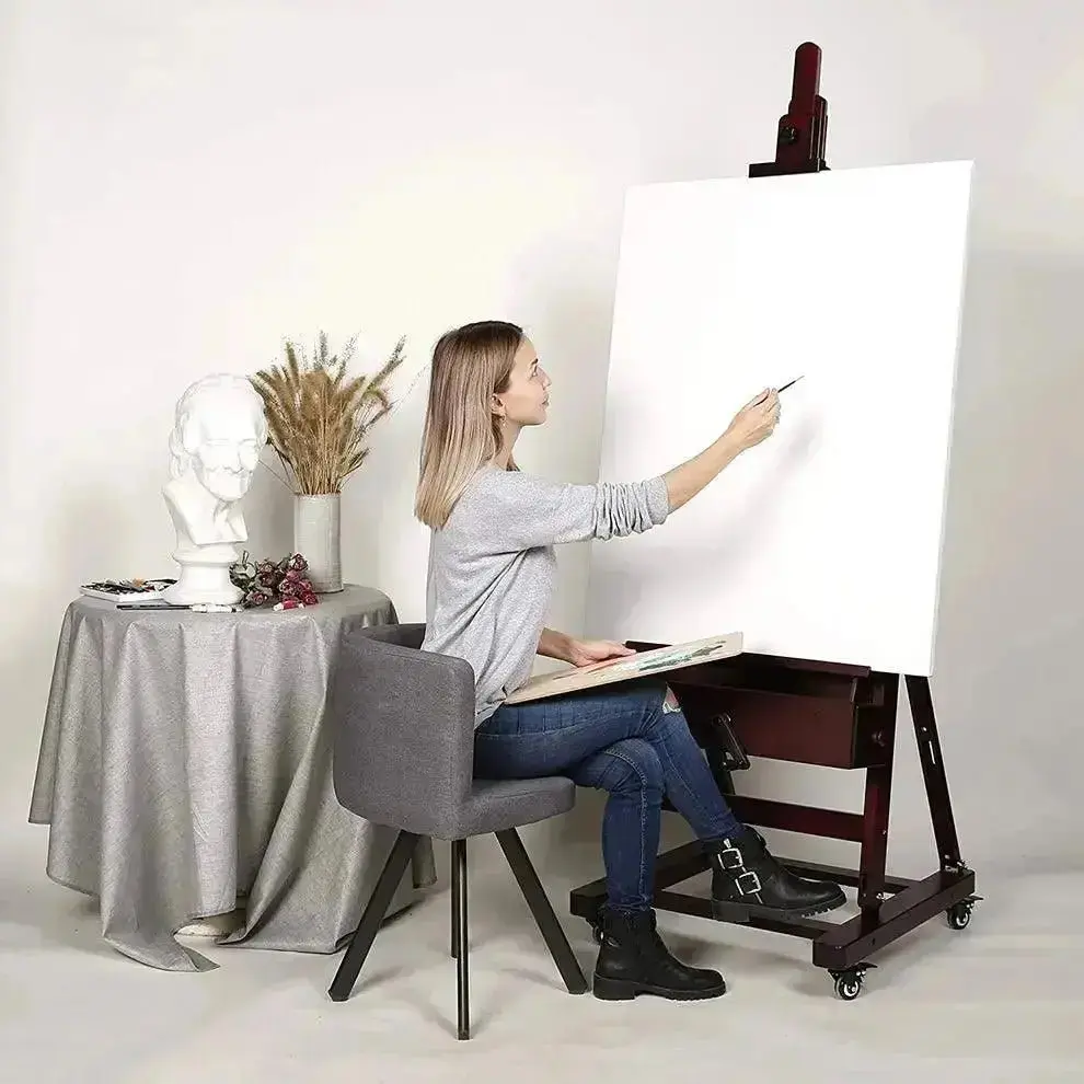 MEEDEN Deluxe Crank Adjusting Master Artist Easel Stand-Cherry Walnut-W15S - Image 3