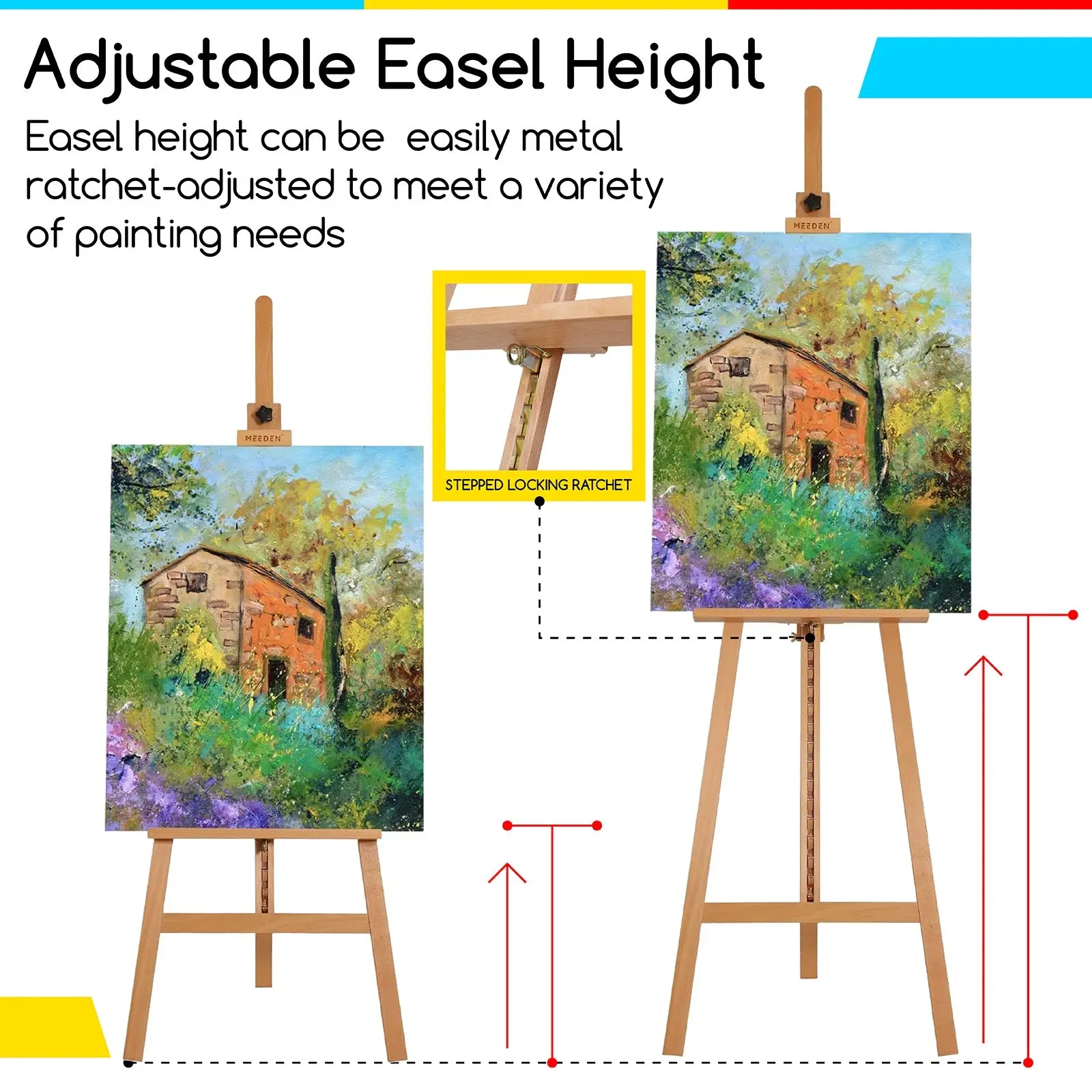 MEEDEN Basic Beech Wood A-Frame Painting Art Easel -W01D - Image 3