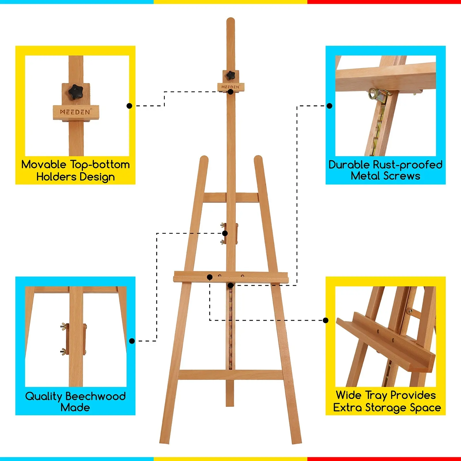 MEEDEN Basic Beech Wood A-Frame Painting Art Easel -W01D - Image 6