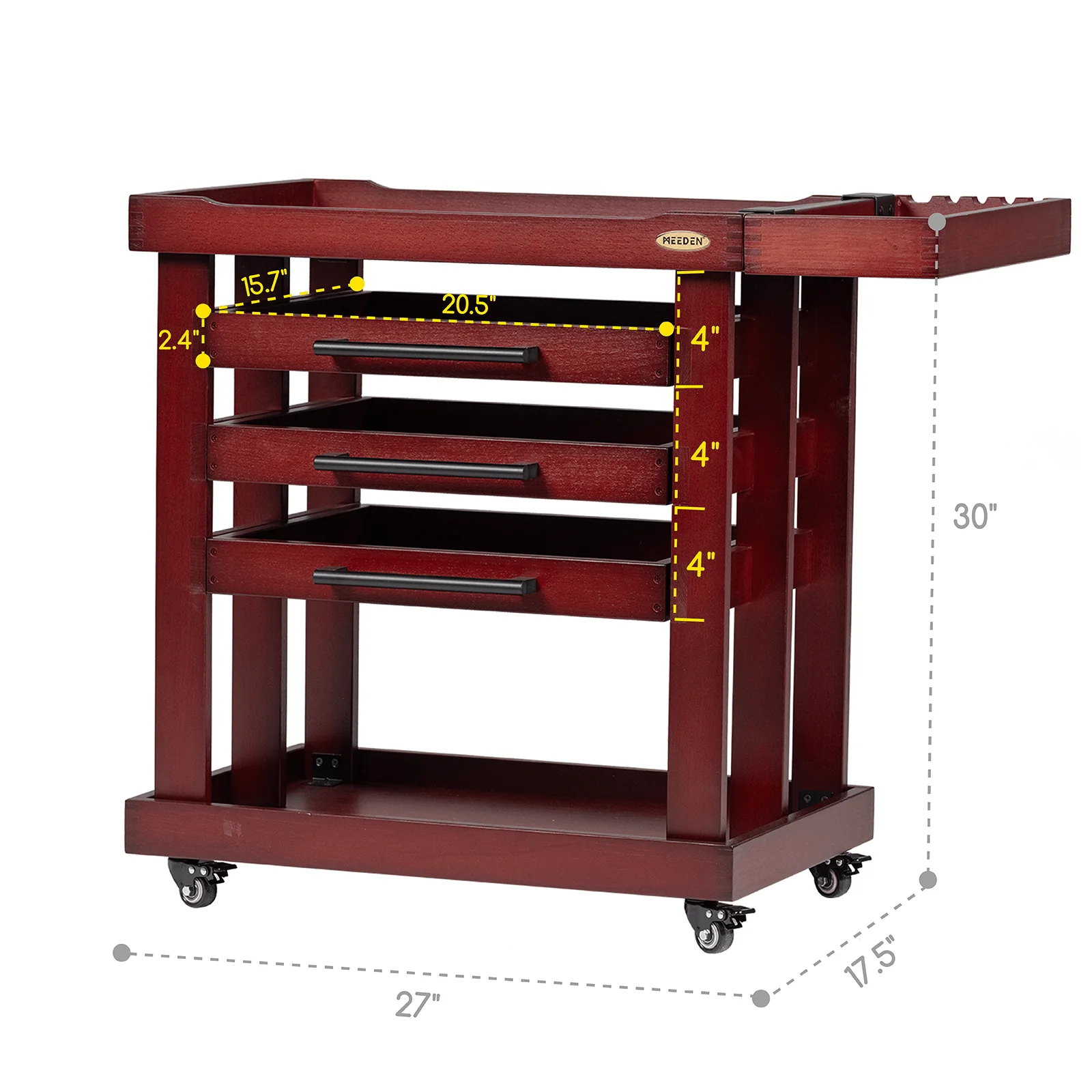 MEEDEN Deluxe Artist Storage Cart, 5-Tier Taboret-Cherry Walnut-W13H - Image 8