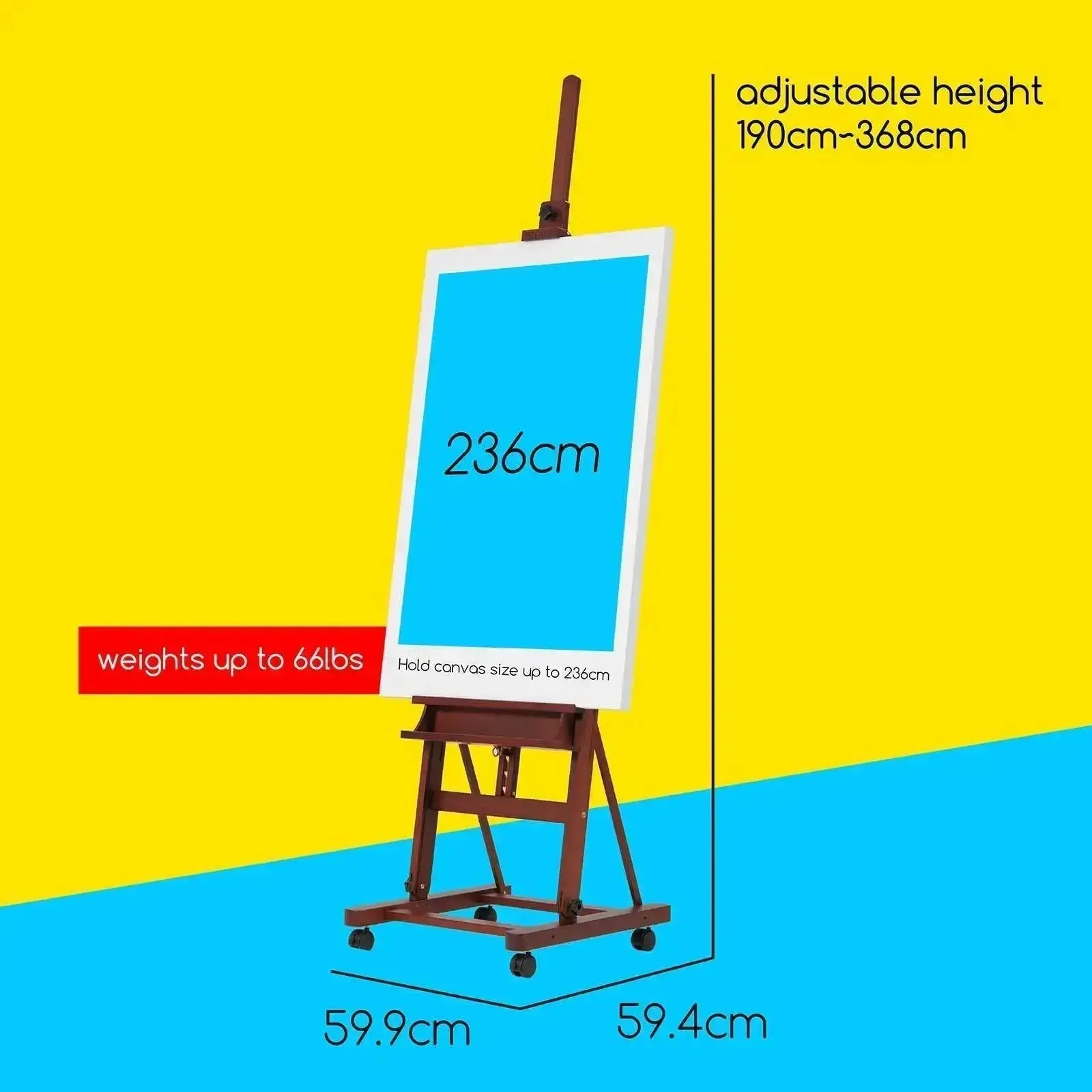 MEEDEN Large H-Frame Artist Easel with Large Tray-Dark Walnut-W02D - Image 4