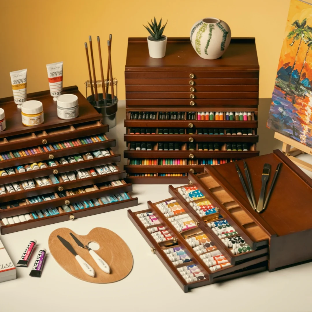 MEEDEN 10-Drawer Art Supply Storage Box, Walnut Color - Image 3