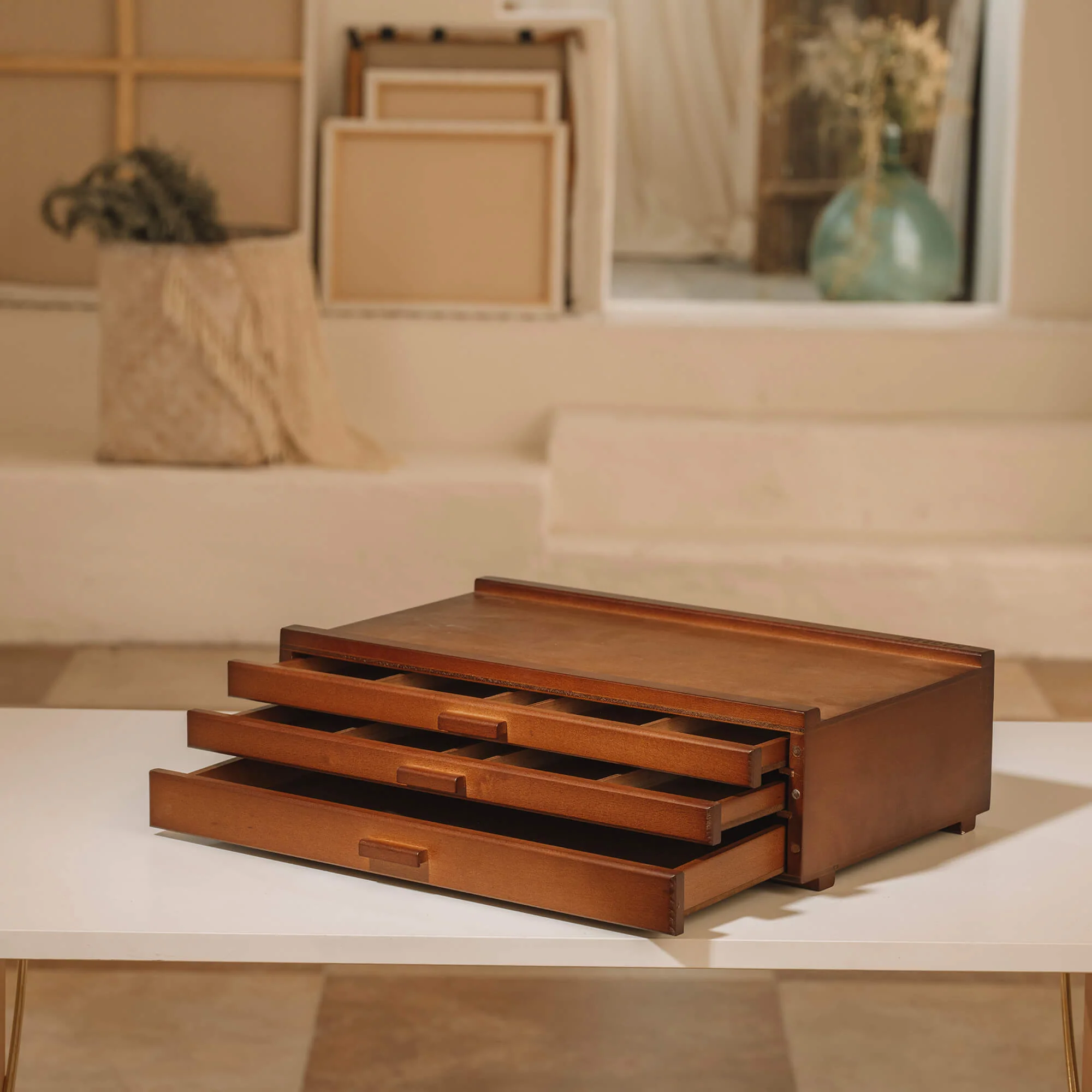 MEEDEN Pro 3-Drawer Beech Wood Portable Storage Box-HH-3 - Image 3