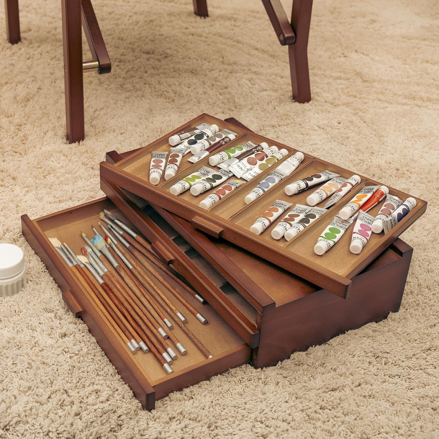 MEEDEN Pro 3-Drawer Beech Wood Portable Storage Box-HH-3 - Image 4