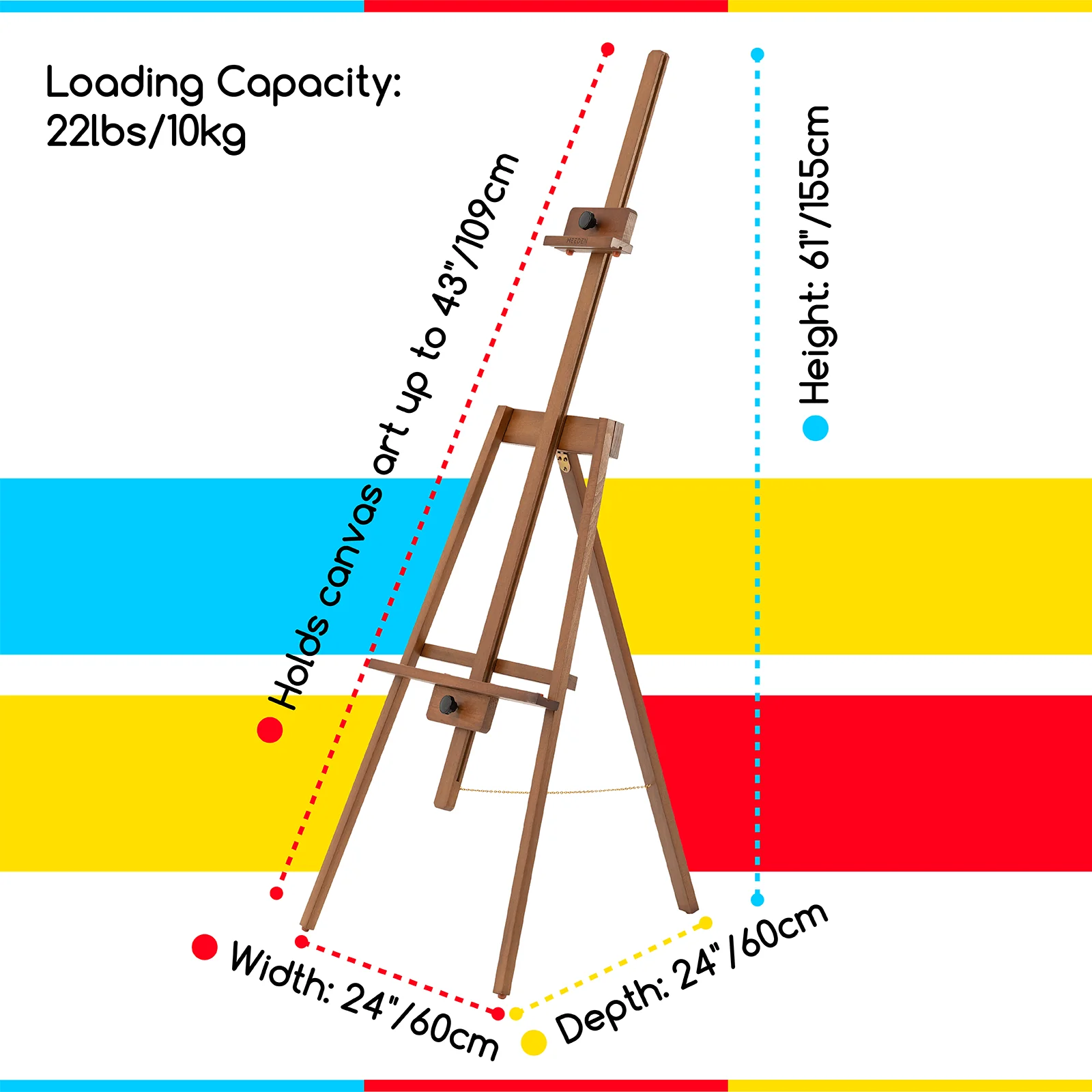 MEEDEN A-Frame Tripod Wooden Easel Stand-Walnut-W09 - Image 4