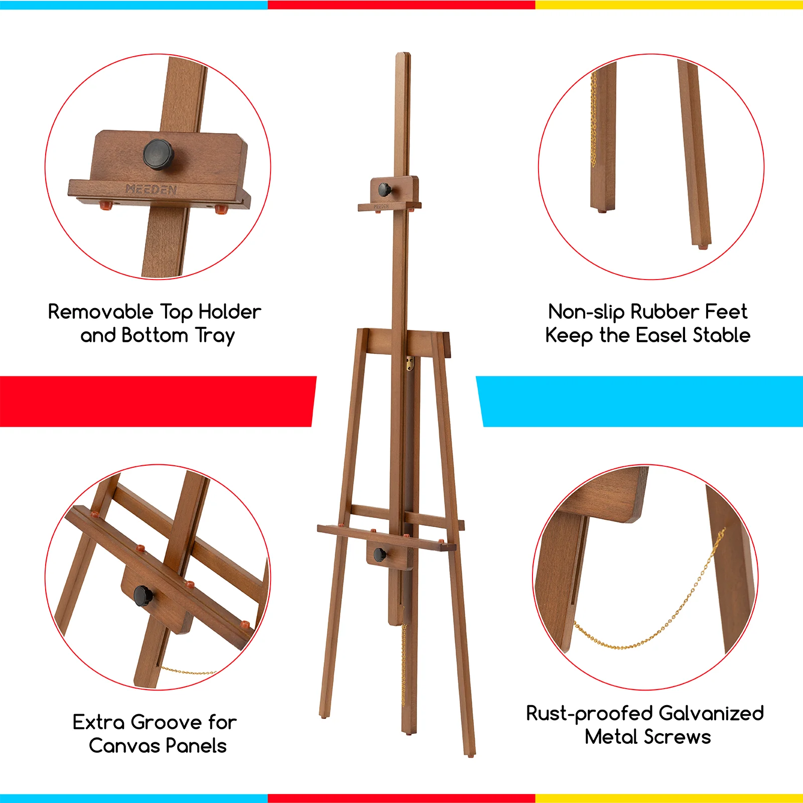MEEDEN A-Frame Tripod Wooden Easel Stand-Walnut-W09 - Image 6