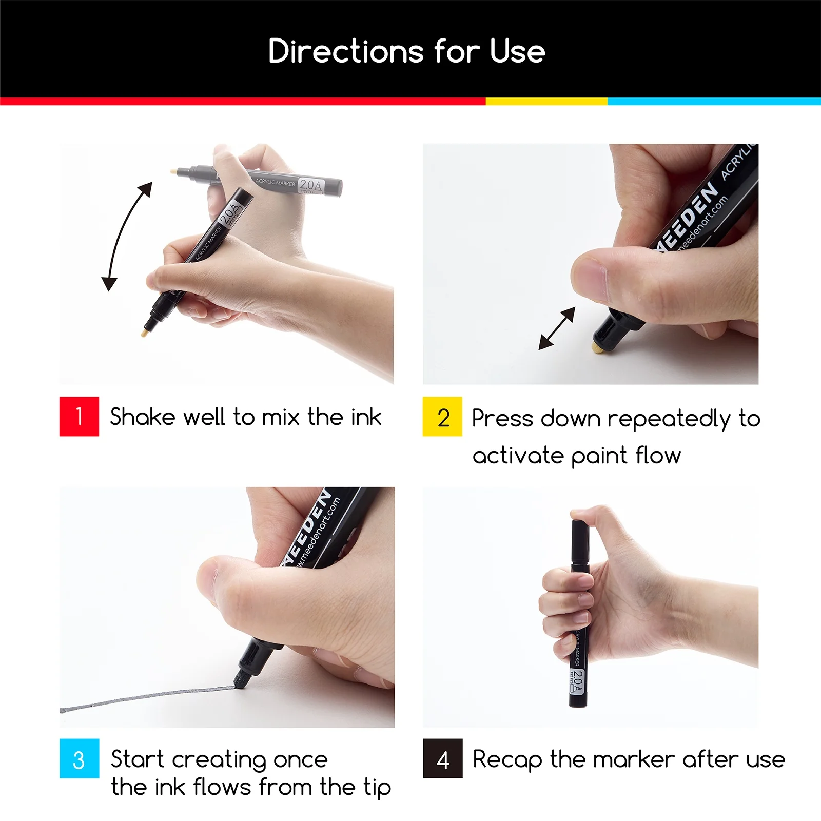 MEEDEN Acrylic Paint Markers, Black & White Colors - Image 8
