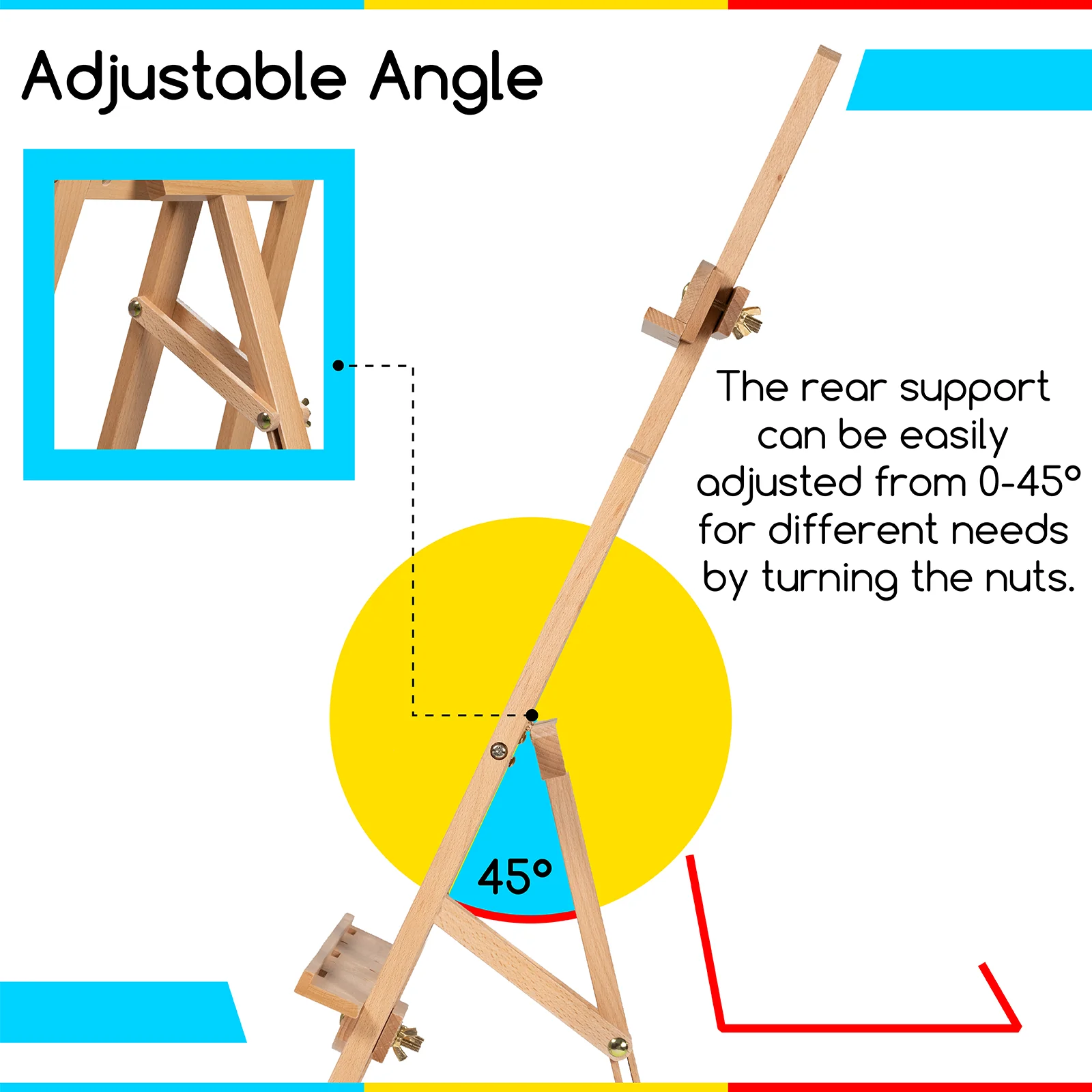 MEEDEN Beechwood A-Frame Easel with Brush Holder & Washer - HJ-2E-YM - Image 10