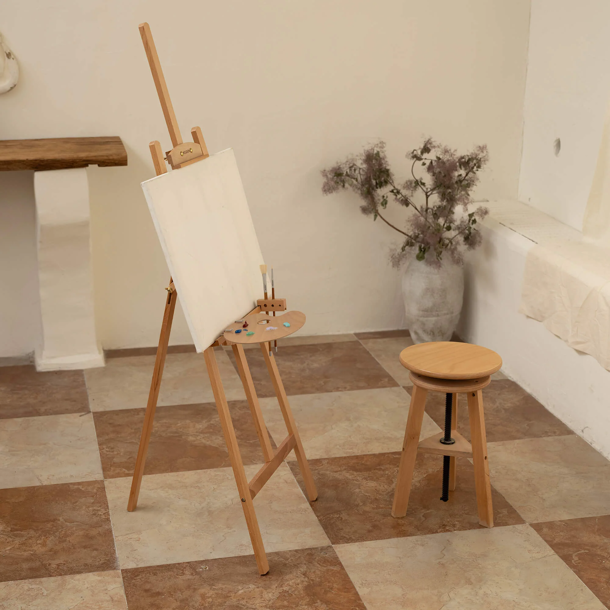 MEEDEN Beechwood A-Frame Easel with Brush Holder & Washer - HJ-2E-YM - Image 4