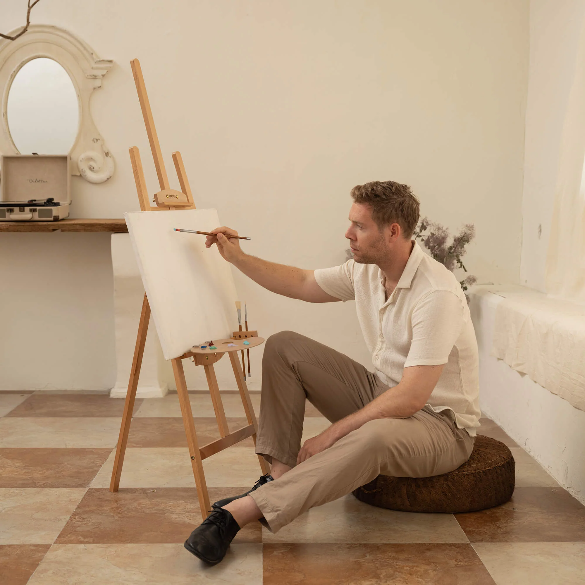 MEEDEN Beechwood A-Frame Easel with Brush Holder & Washer - HJ-2E-YM - Image 5