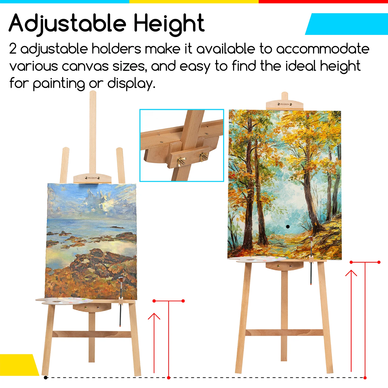 MEEDEN Beechwood A-Frame Easel with Brush Holder & Washer - HJ-2E-YM - Image 9