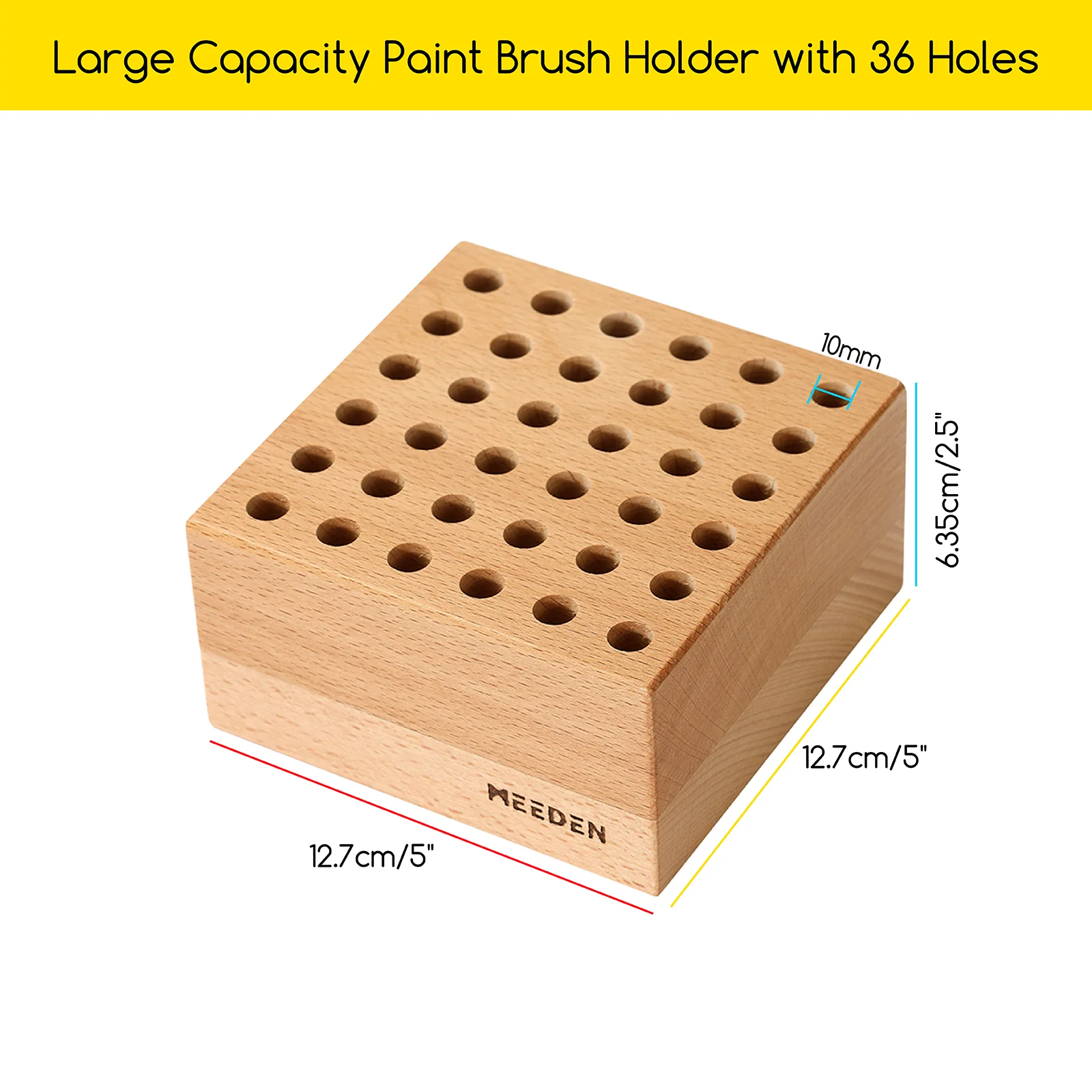 MEEDEN Beechwood Pencil and Brush Holder - 36 Holes - Image 3